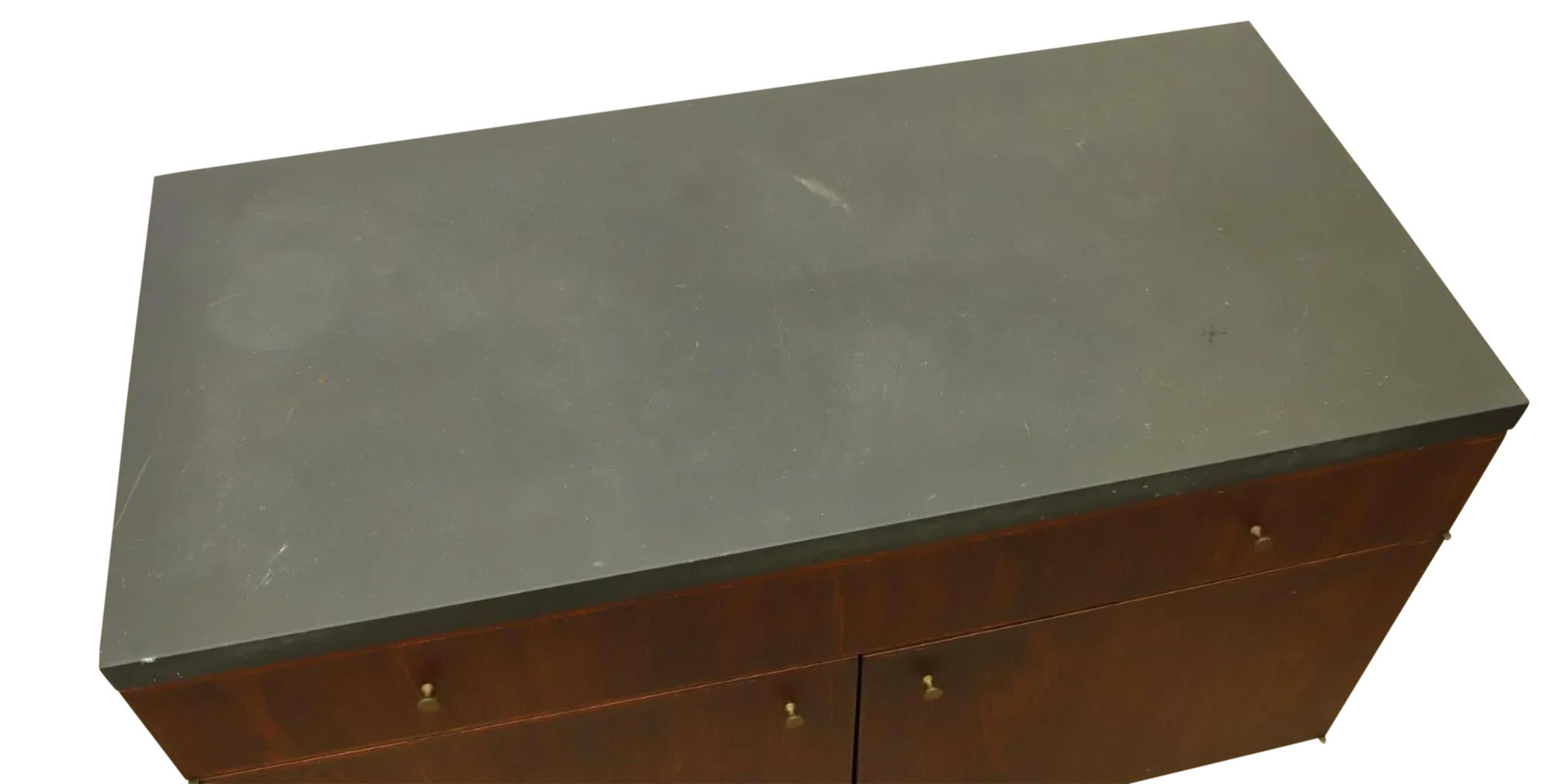 Mid-20th Century Mid Century American Studio Craft Thick Slate Top Black Walnut cabinet For Sale
