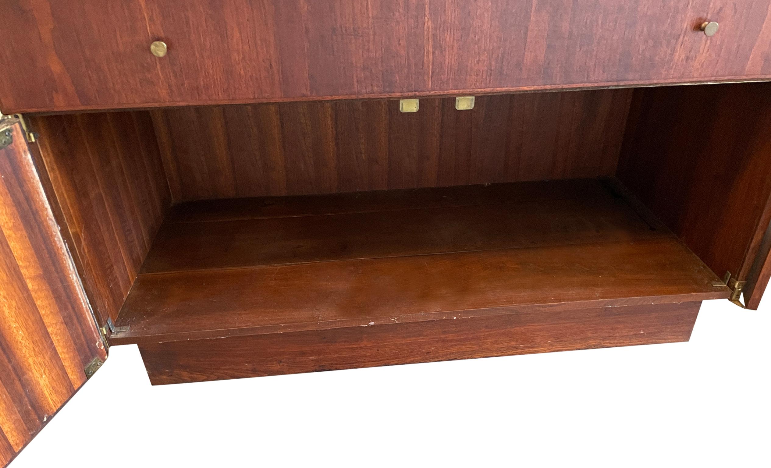 Mid Century American Studio Craft Thick Slate Top Black Walnut Credenza In Good Condition For Sale In BROOKLYN, NY