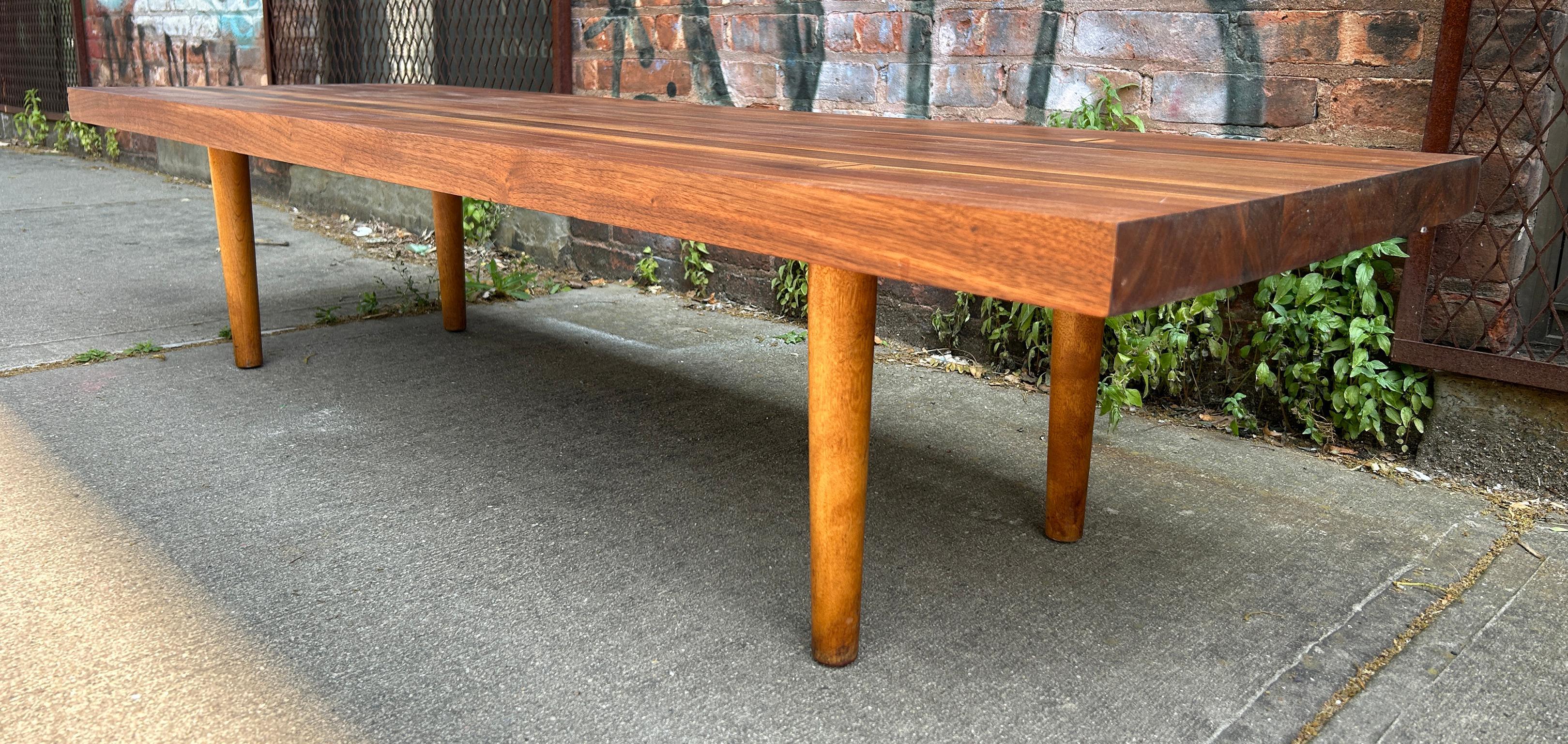 20th Century Mid century American Studio Craft Walnut Bench or Coffee Table For Sale