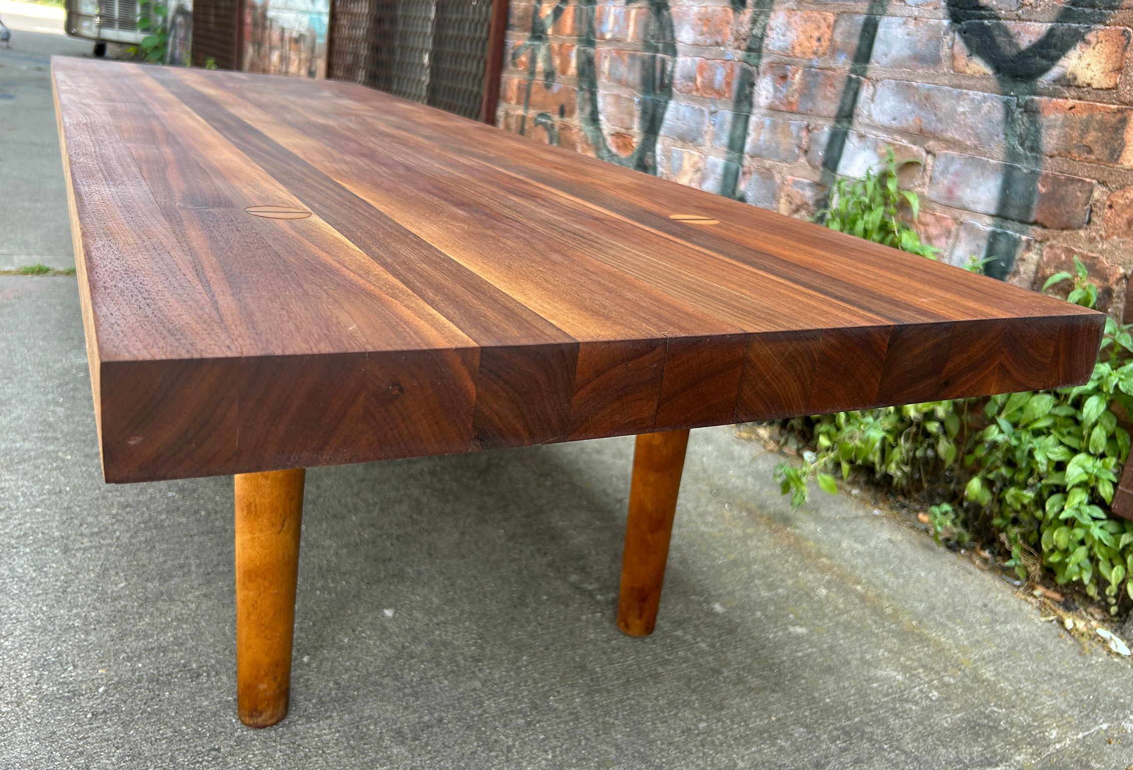 Hardwood Mid century American Studio Craft Walnut Bench or Coffee Table For Sale