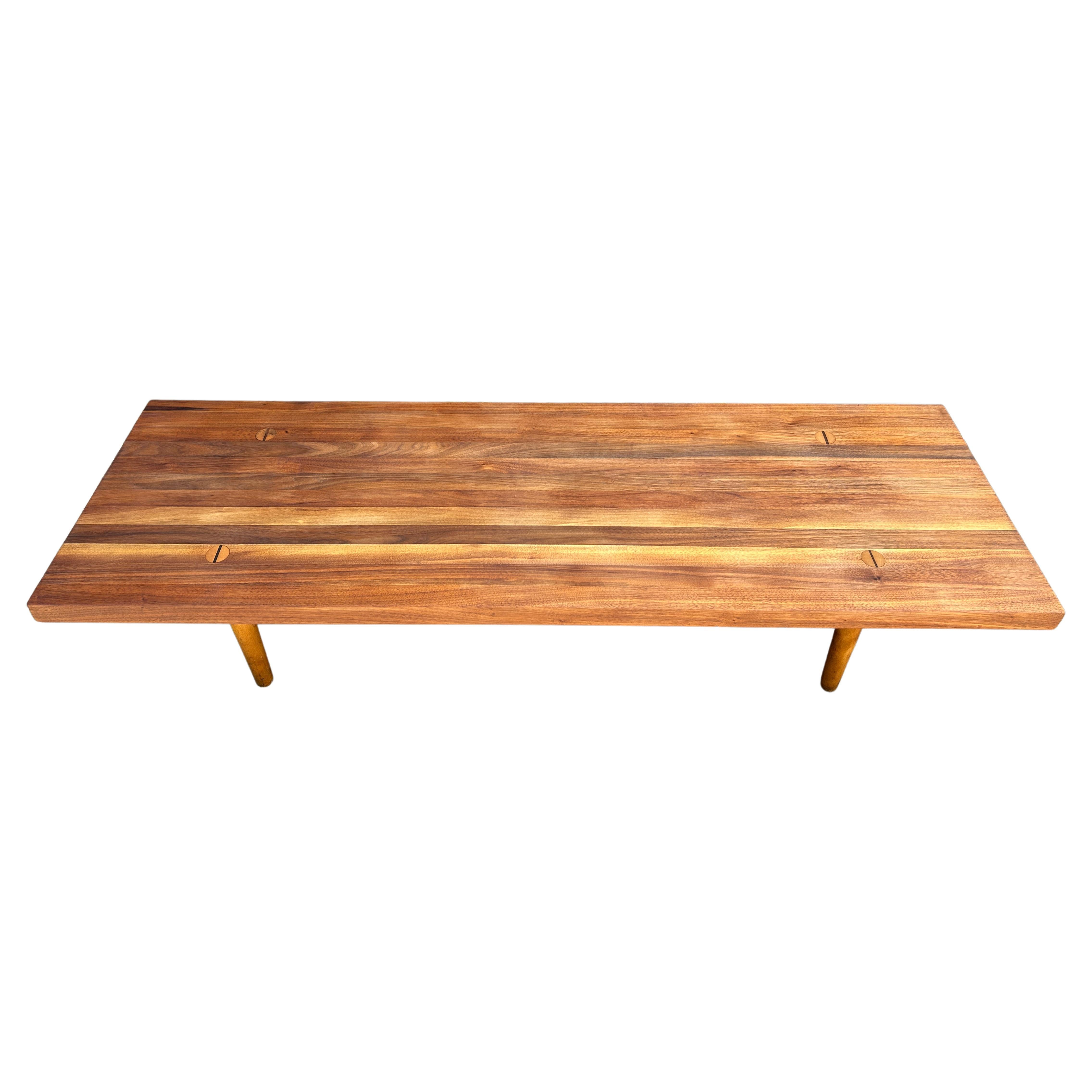 Midcentury American Studio Craft Walnut Bench or Coffee Table Phillip Powell For Sale