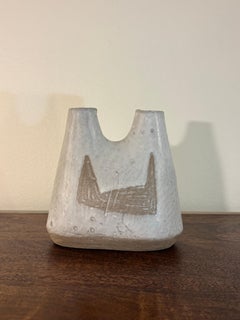 Mid Century American Studio Pottery Double Bud Vase by Frances Simches