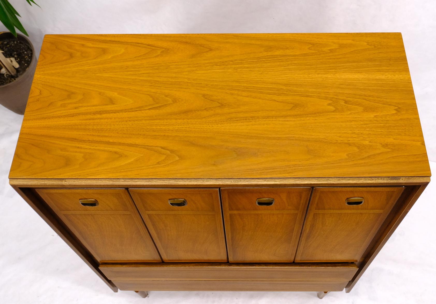 20th Century Mid Century American Walnut Gentleman's Chest Dresser w/ Two Doors Compartment For Sale