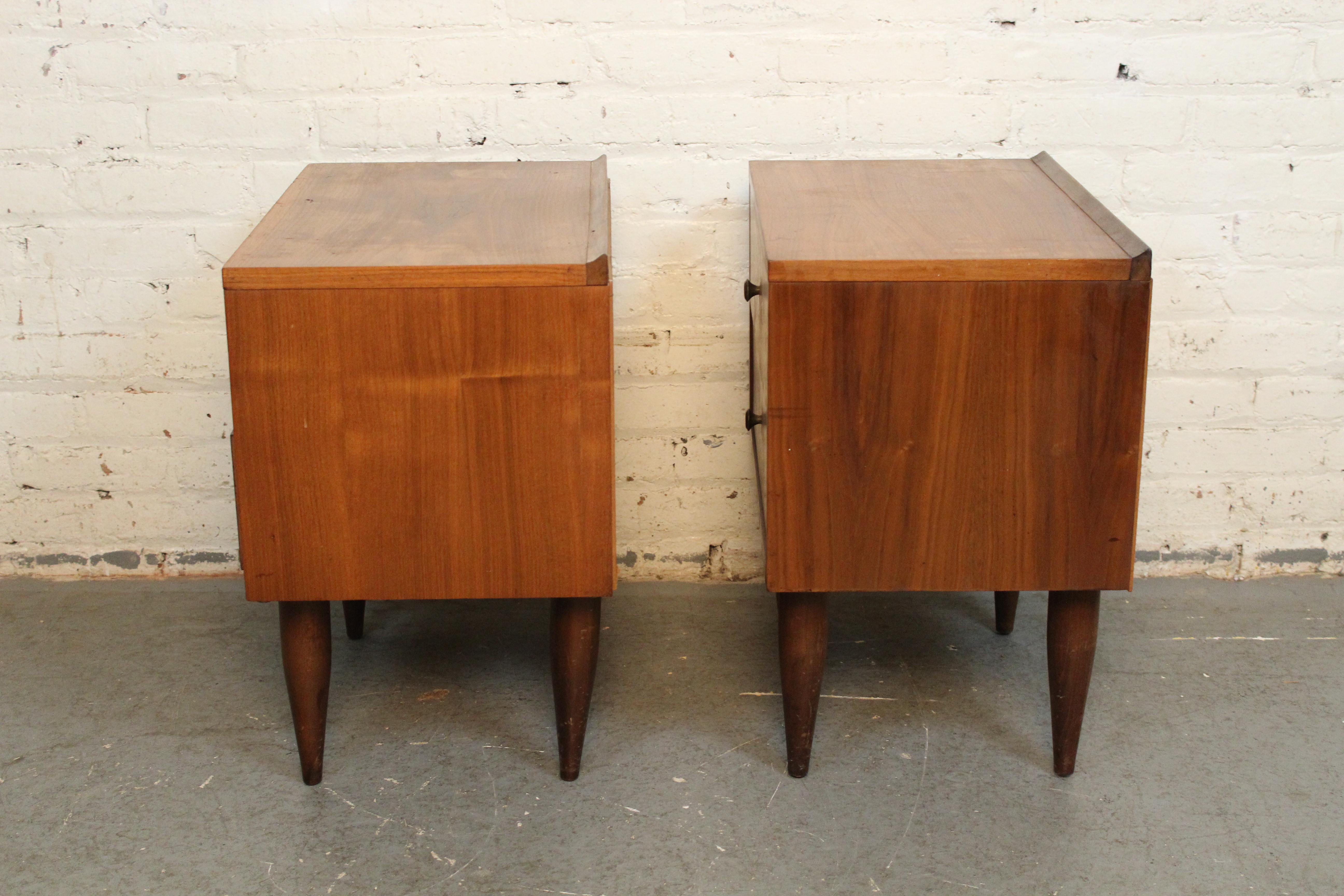 Mid-Century Modern Mid-Century American Walnut Nightstands by Harmony House For Sale