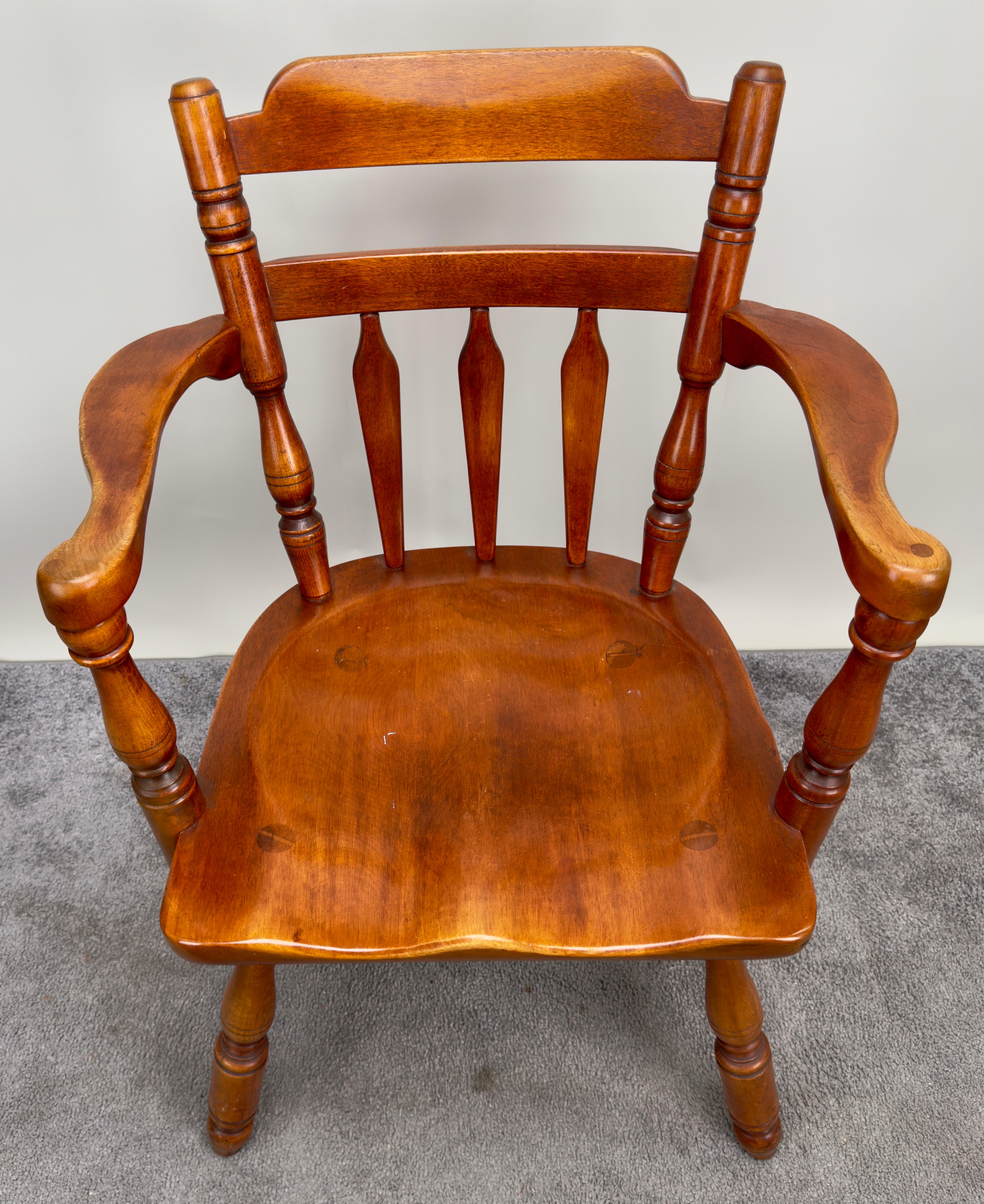 Hand-Carved Mid-Century Americana Maple Wood Carved Chair, Armchair  For Sale