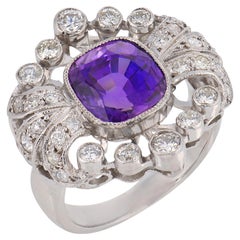 Mid Century Amethyst-Diamant-Platin-Cocktailring