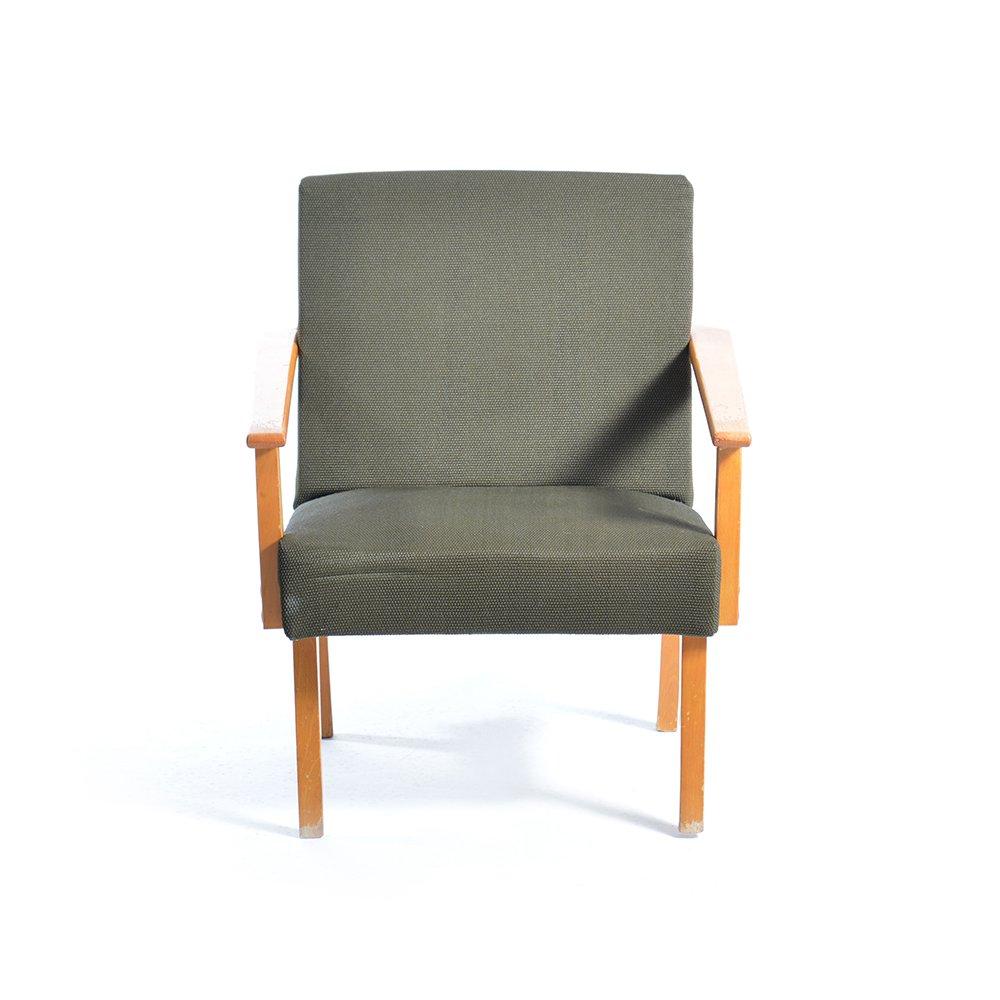 Mid Century Amrchair In Grünem Stoff & Buche Wood By Jitona, Tschechoslowakei 1960 (Moderne der Mitte des Jahrhunderts) im Angebot