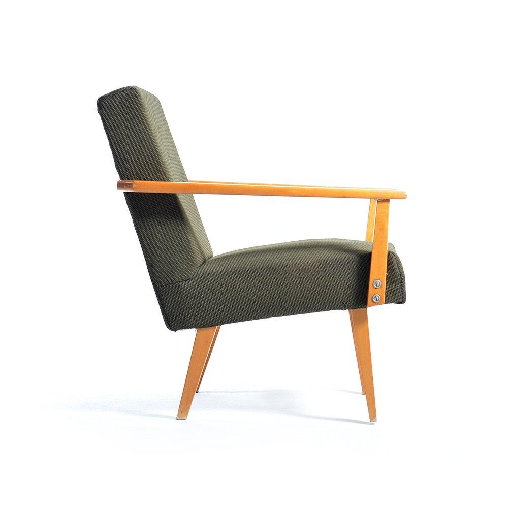 Mid Century Amrchair In Grünem Stoff & Buche Wood By Jitona, Tschechoslowakei 1960 im Zustand „Gut“ im Angebot in Zohor, SK
