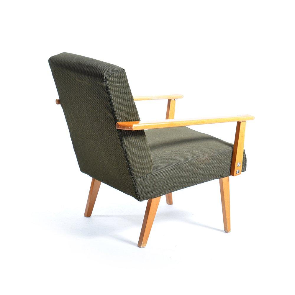 Mid Century Amrchair In Grünem Stoff & Buche Wood By Jitona, Tschechoslowakei 1960 (Mitte des 20. Jahrhunderts) im Angebot