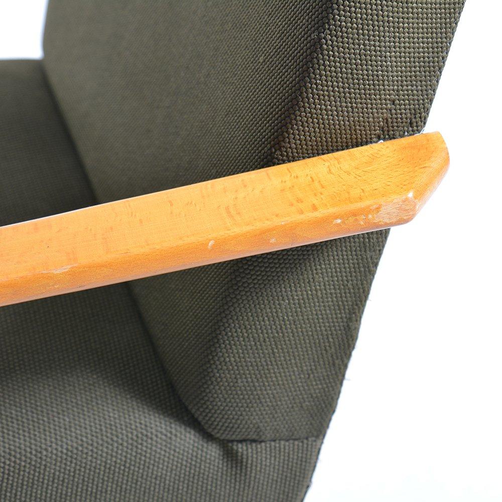 Mid Century Amrchair In Grünem Stoff & Buche Wood By Jitona, Tschechoslowakei 1960 im Angebot 1