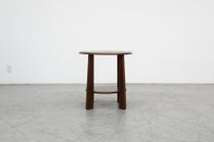 Mid-Century Amsterdam School Deco Two Tiered Oak Round Side Table