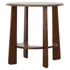 Mid-Century Amsterdam School Deco Two Tiered Oak Round Side Table