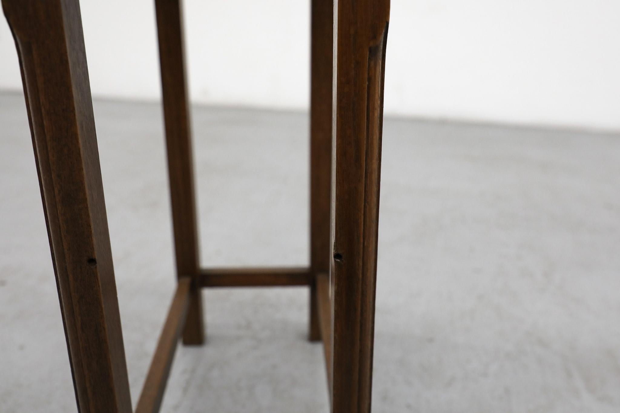 Mid-Century Amsterdam School Oak Side Table with Inset Top and Carved Legs For Sale 5