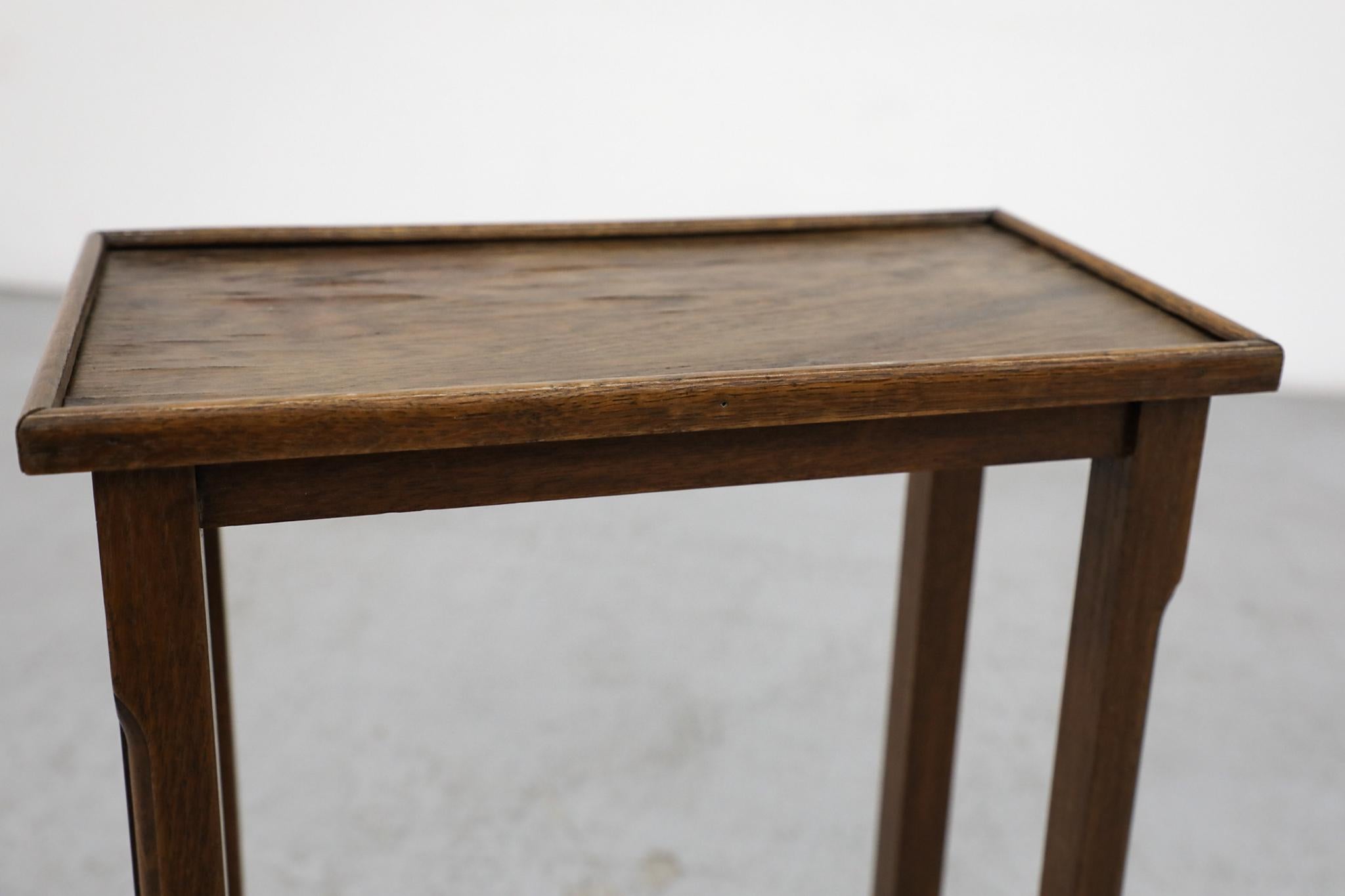 Mid-Century Amsterdam School Oak Side Table with Inset Top and Carved Legs For Sale 6