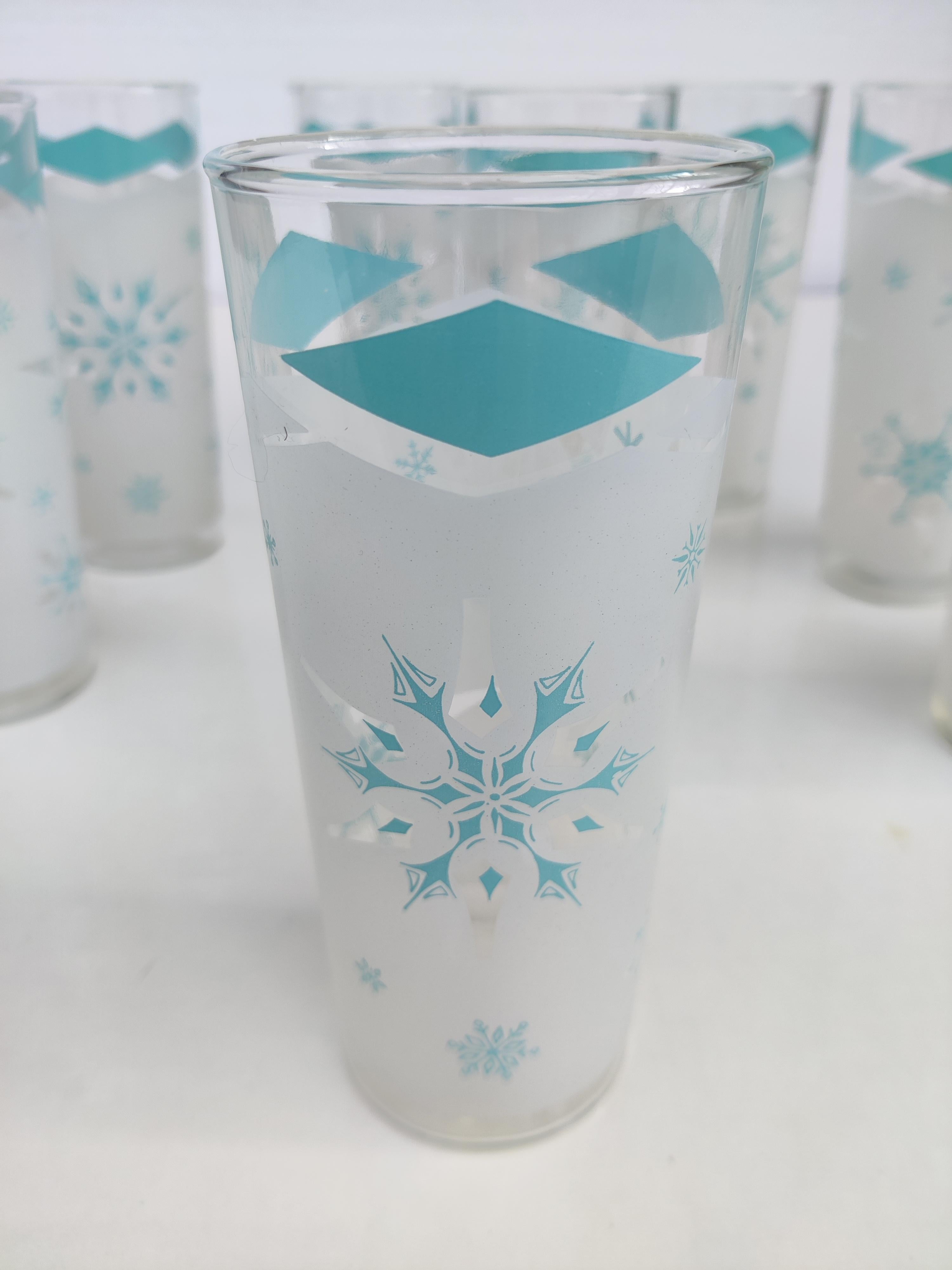 American Mid-century Anchor Hocking Atomic Snowflake Glasses Set of 8 For Sale