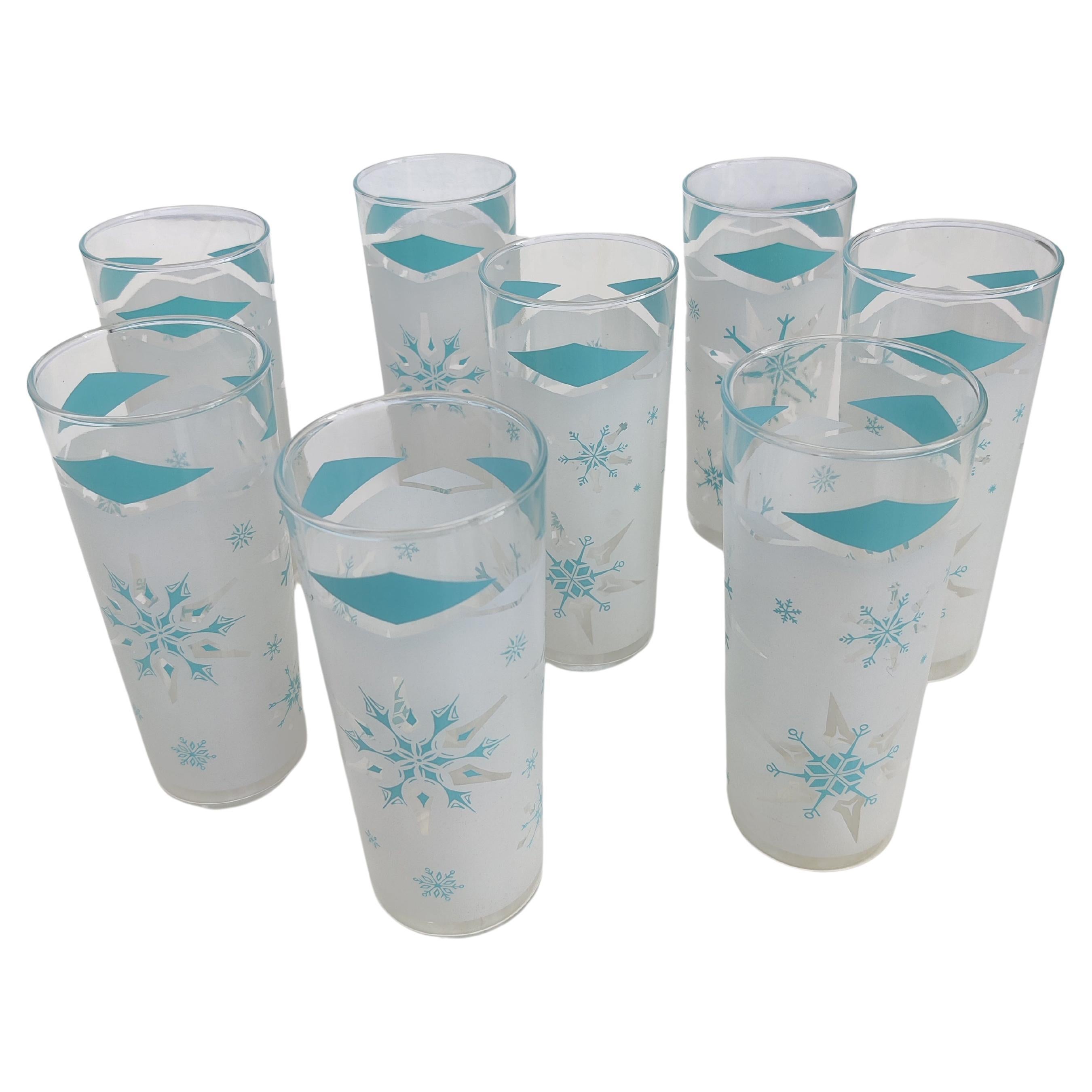 Mid-century Anchor Hocking Atomic Snowflake Glasses Set of 8 For Sale