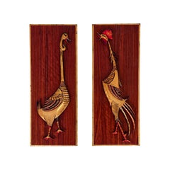 Mid-Century and Farmhouse decorative hand-carved wood wall lights, Spain, 1950s