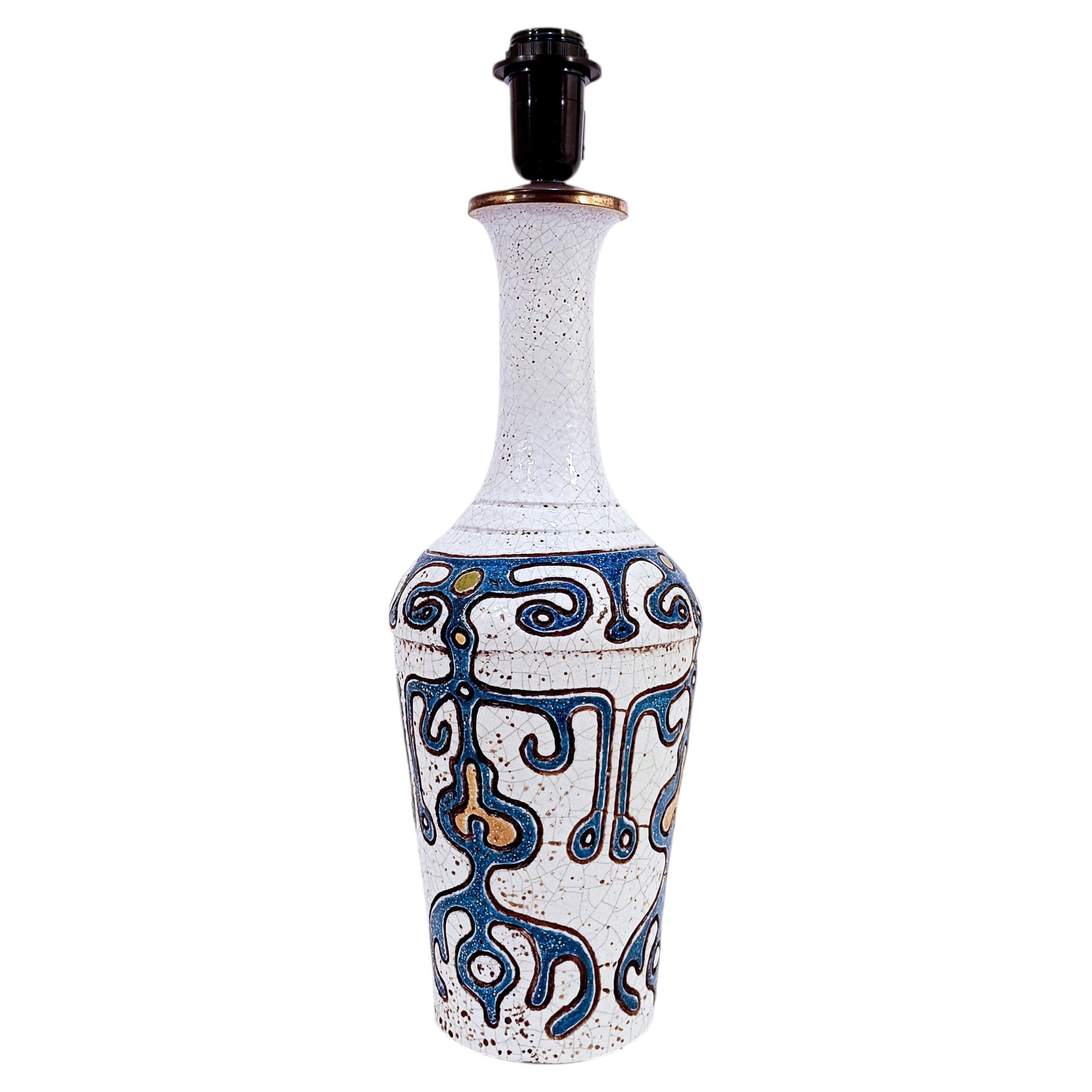 Mid-Century and French Riviera hand-crafted ceramic table lamp, Spain, 1960s