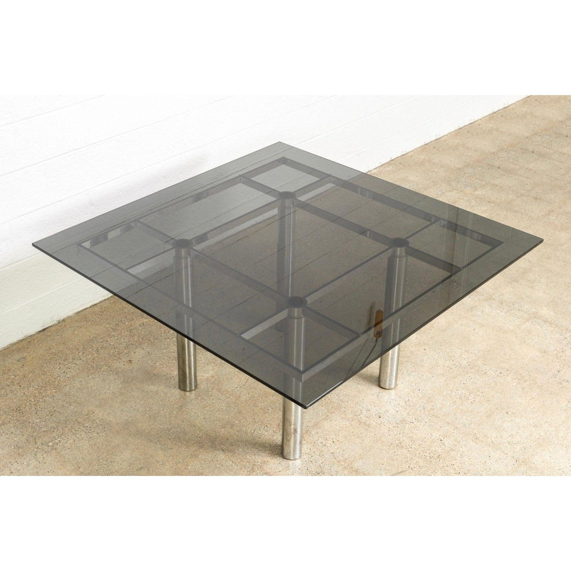 Mid Century 'Andre' Dining Table in Glass & Chrome by Tobia Scarpa 4