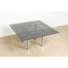 Mid Century 'Andre' Dining Table in Glass & Chrome by Tobia Scarpa