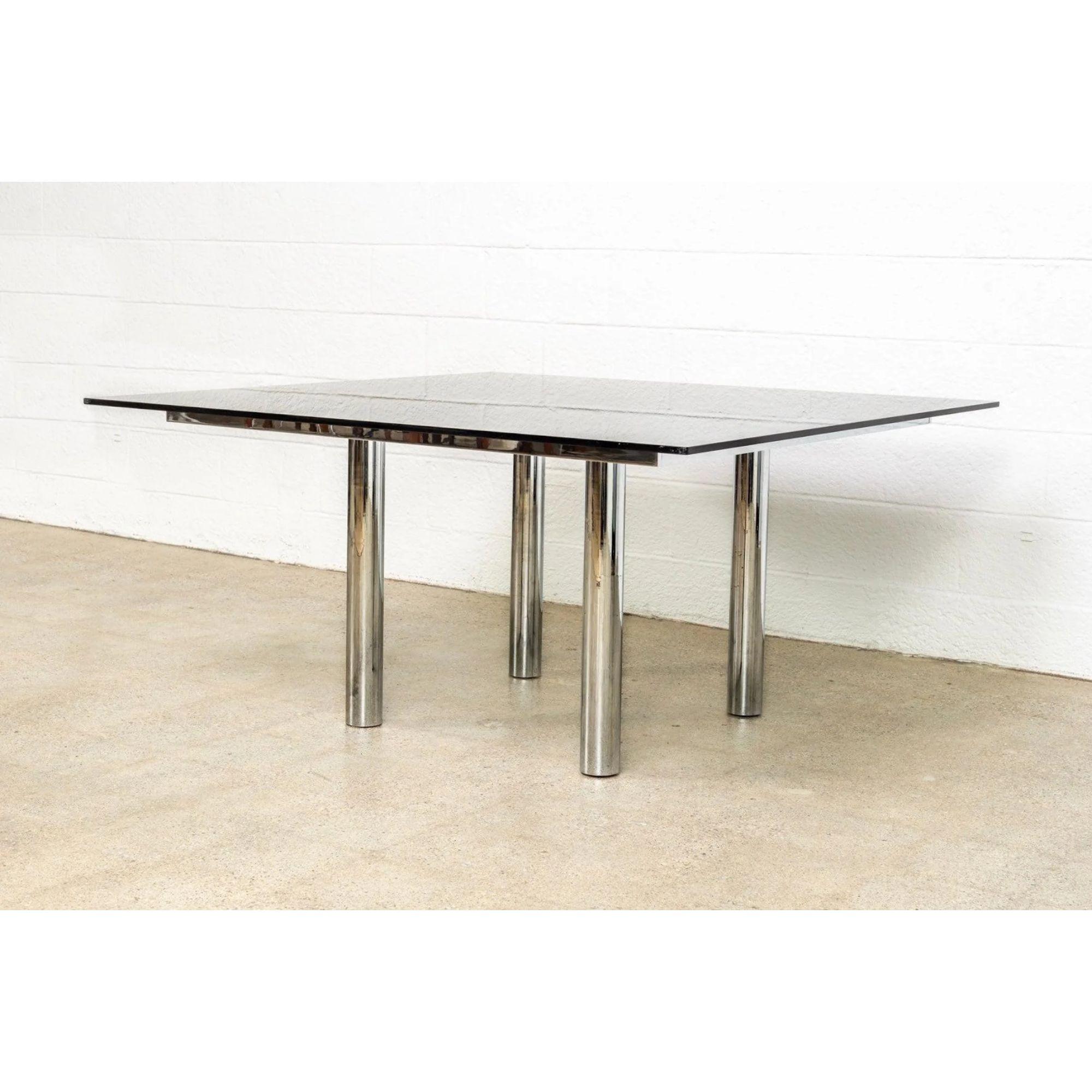 Unknown Mid Century 'Andre' Dining Table in Glass & Chrome by Tobia Scarpa