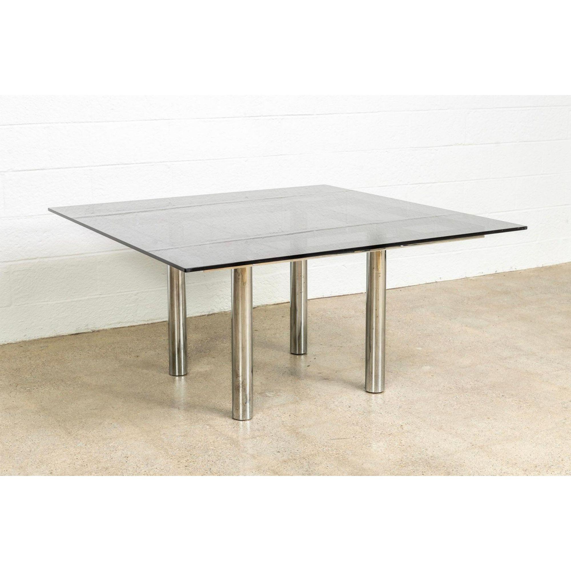 Mid Century 'Andre' Dining Table in Glass & Chrome by Tobia Scarpa In Good Condition In Detroit, MI