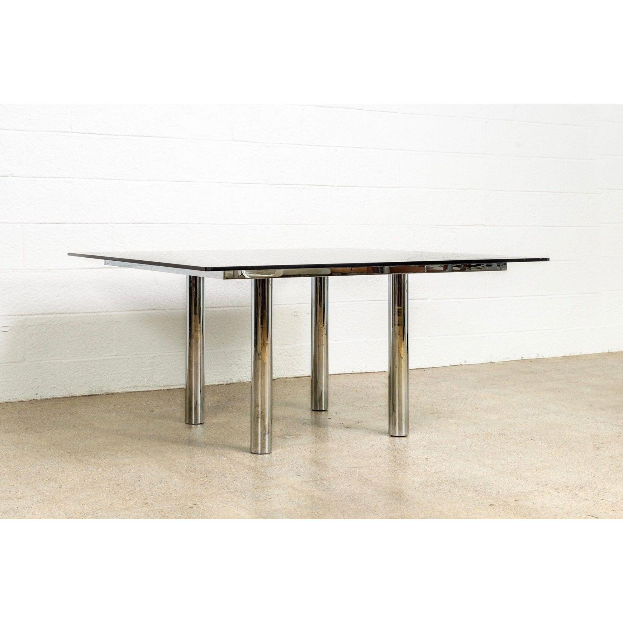 20th Century Mid Century 'Andre' Dining Table in Glass & Chrome by Tobia Scarpa