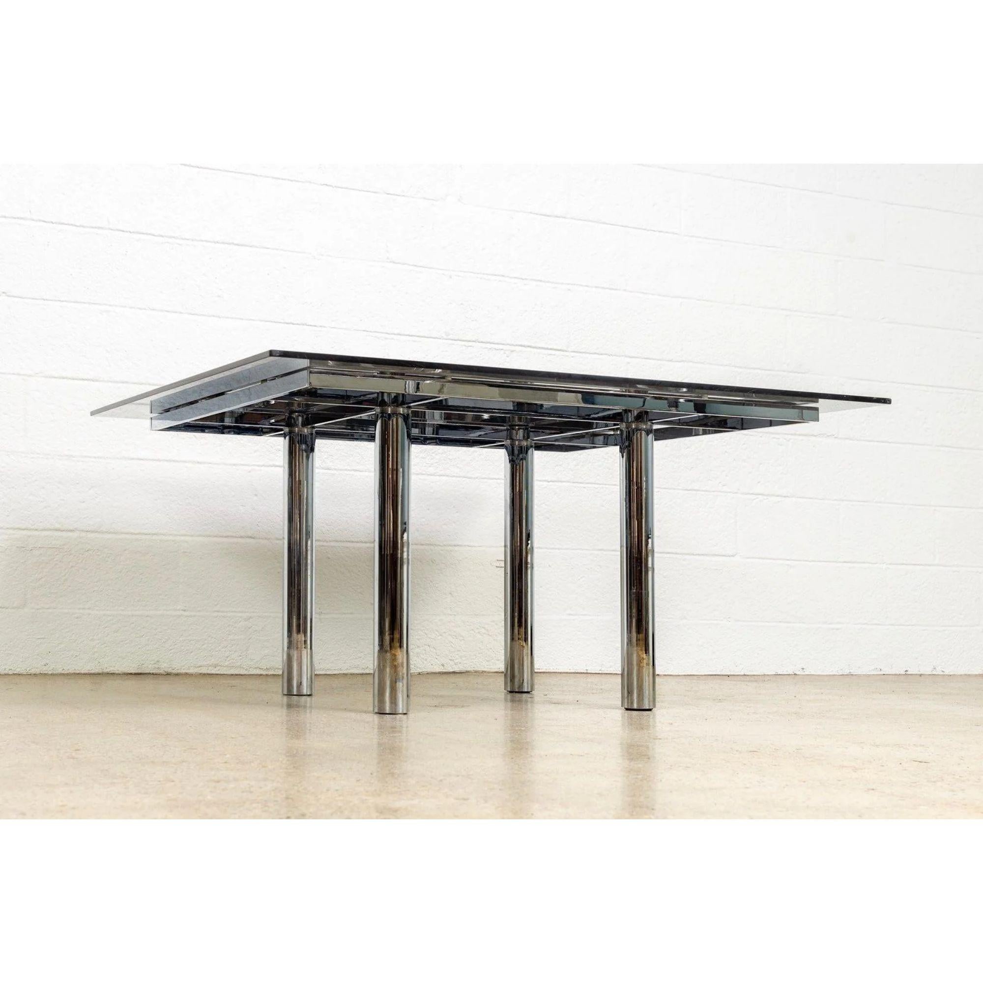 Mid Century 'Andre' Dining Table in Glass & Chrome by Tobia Scarpa 2