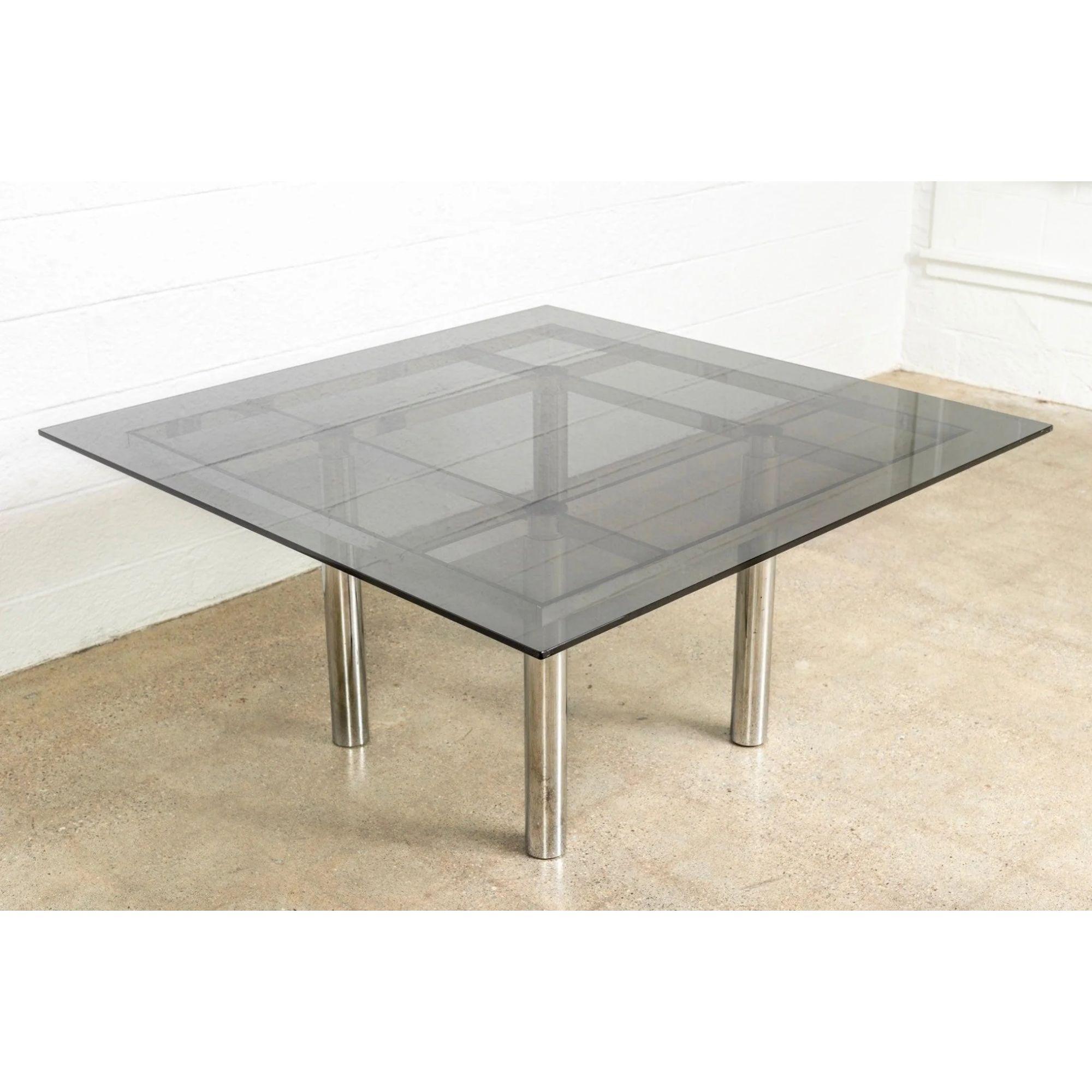 Mid Century 'Andre' Dining Table in Glass & Chrome by Tobia Scarpa 3