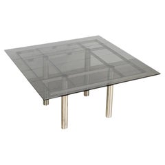 Vintage Mid Century 'Andre' Dining Table in Glass & Chrome by Tobia Scarpa