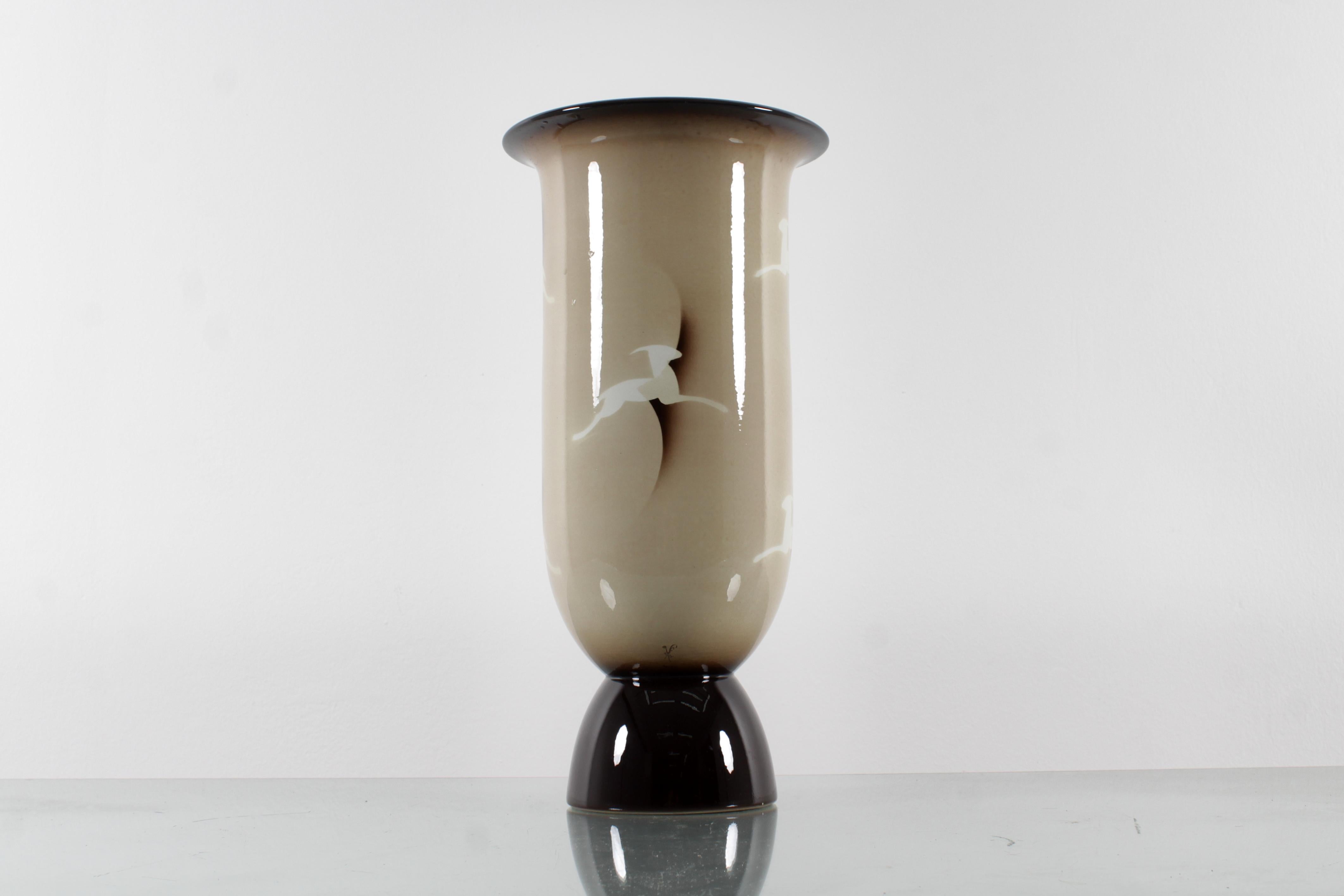 Mid-Century Modern Vase en céramique aérographe Andrea Galvani Pordenone du milieu du siècle, Italie des années 1930 en vente