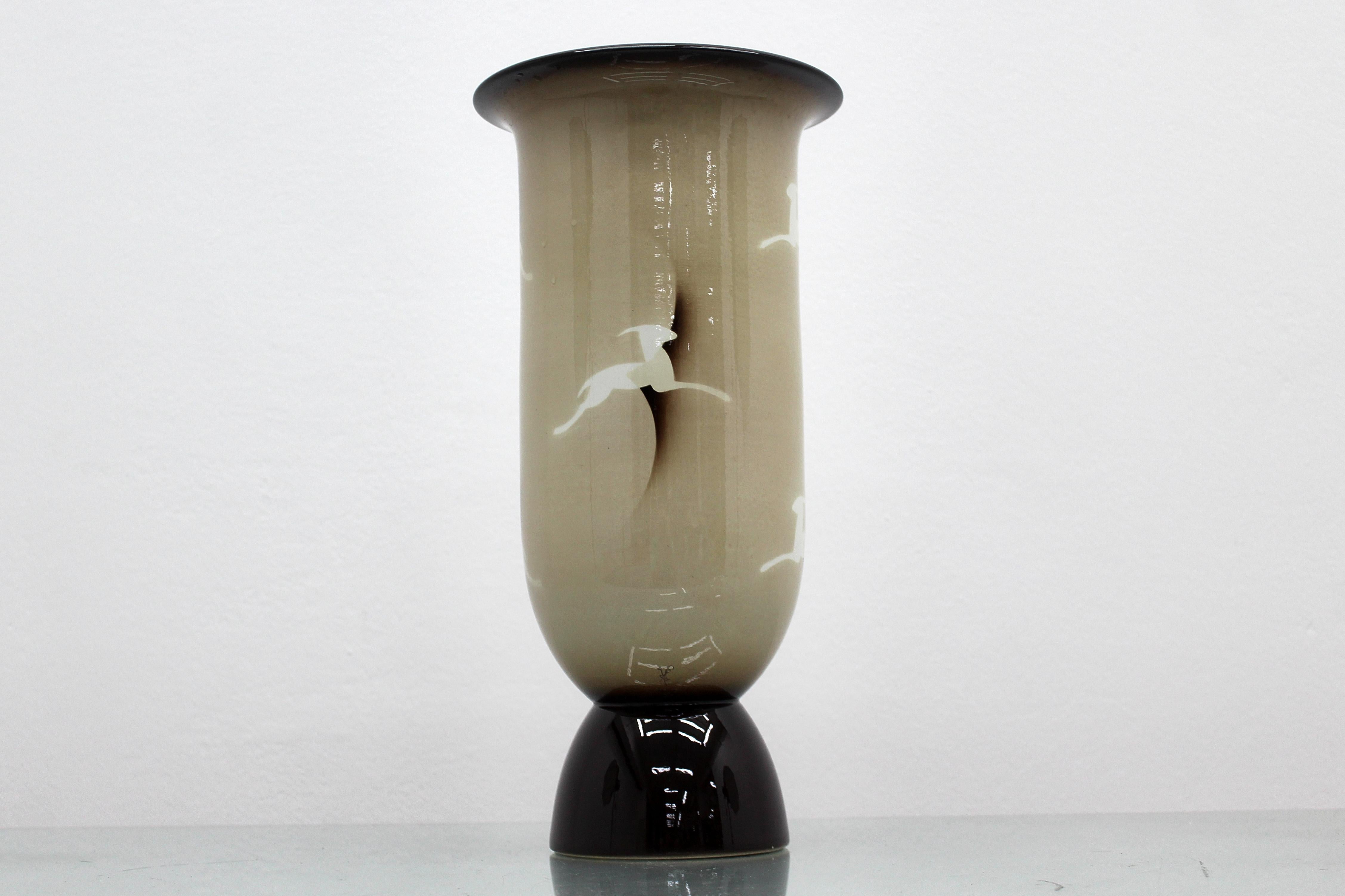 italien Vase en céramique aérographe Andrea Galvani Pordenone du milieu du siècle, Italie des années 1930 en vente