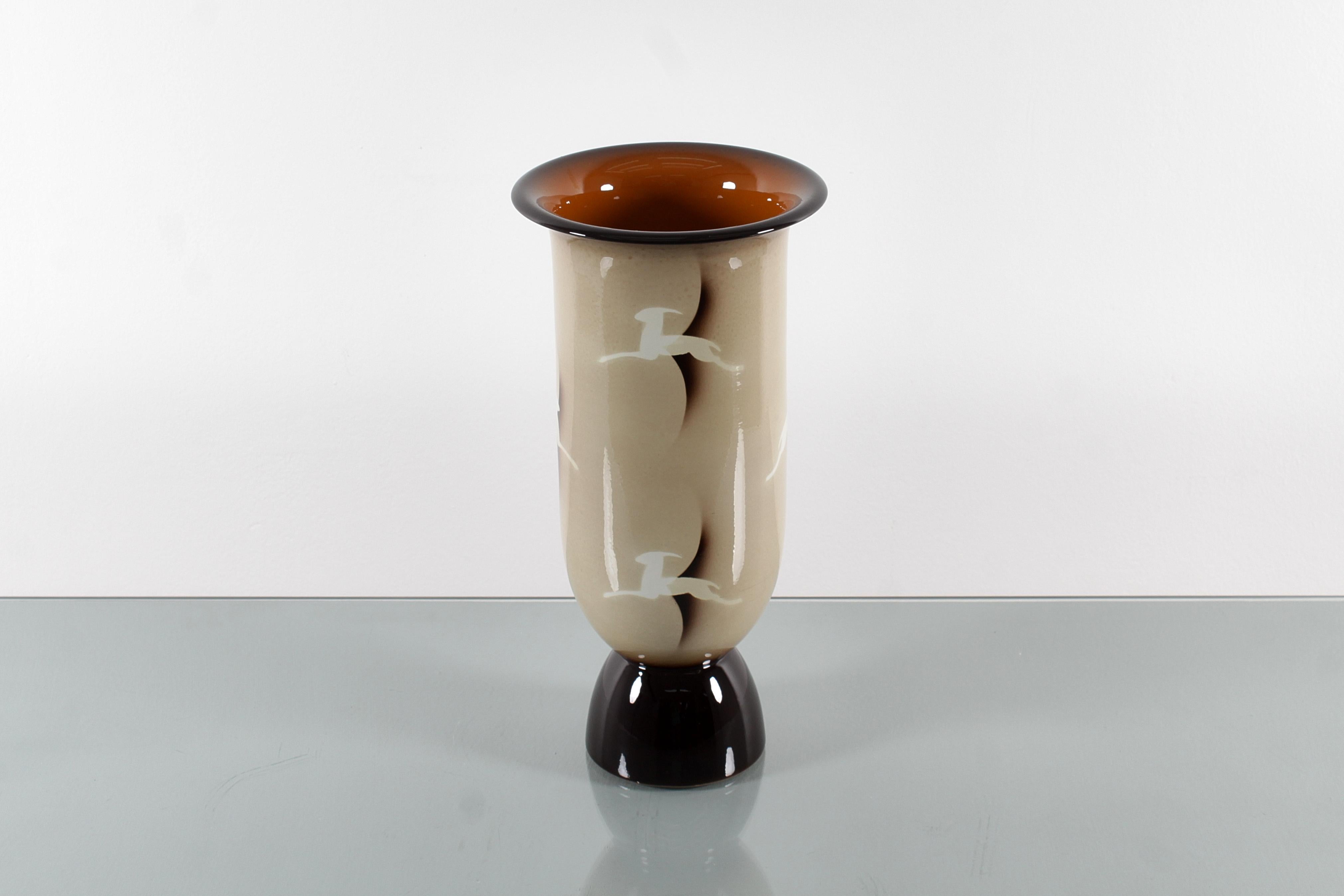 Céramique Vase en céramique aérographe Andrea Galvani Pordenone du milieu du siècle, Italie des années 1930 en vente