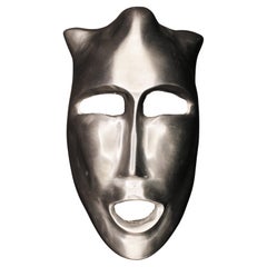 Mid Century Androgynous Theatrical Face Mask Metal Polished Art Deco France