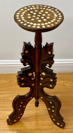 Mid Century Anglo Indian Plant Stand with Shell Inlay