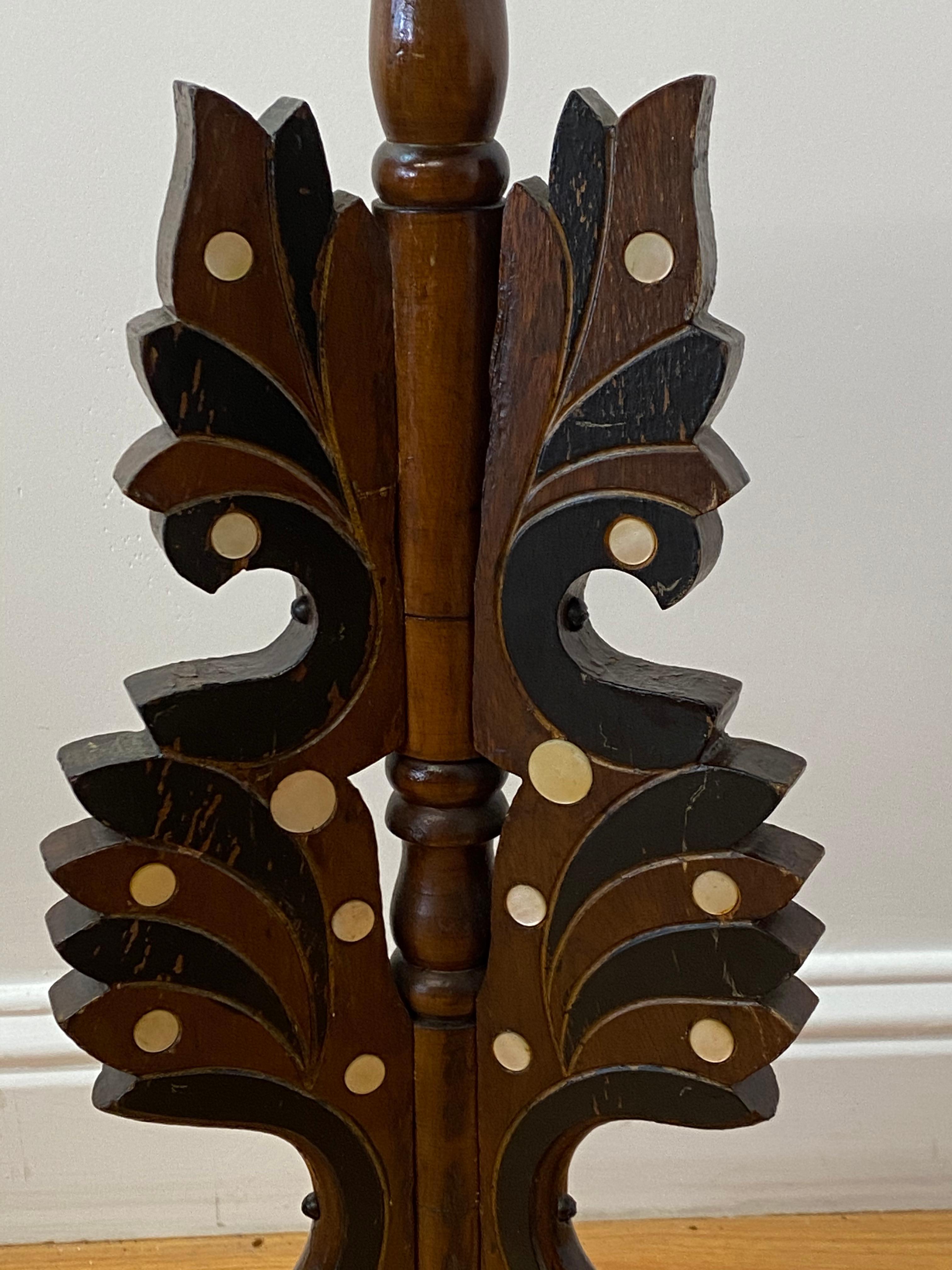 Mid Century Anglo Indian Plant Stand with Shell Inlay In Good Condition In San Francisco, CA