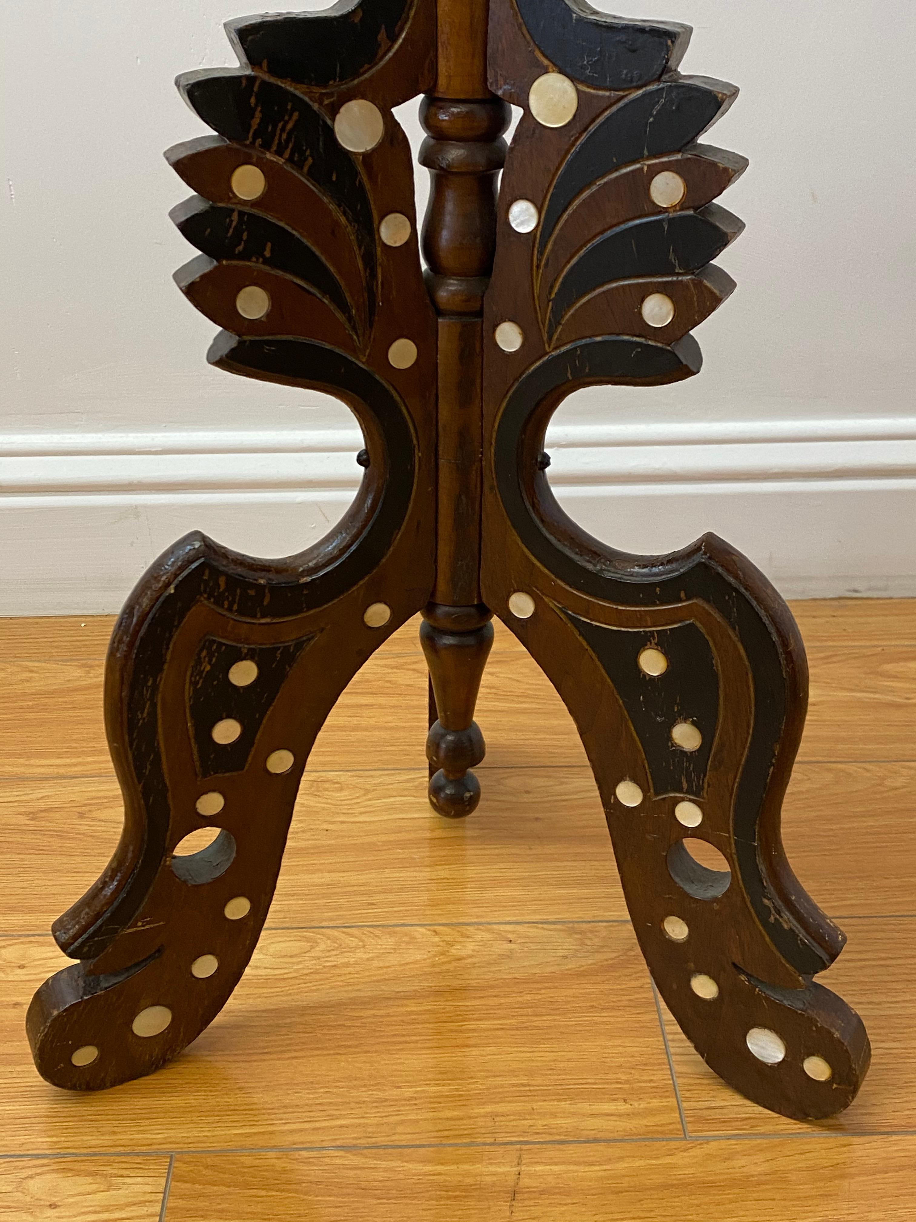 20th Century Mid Century Anglo Indian Plant Stand with Shell Inlay