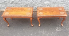 Midcentury Anglo-Japanese Carved Hardwood Low Side Tables, a Pair