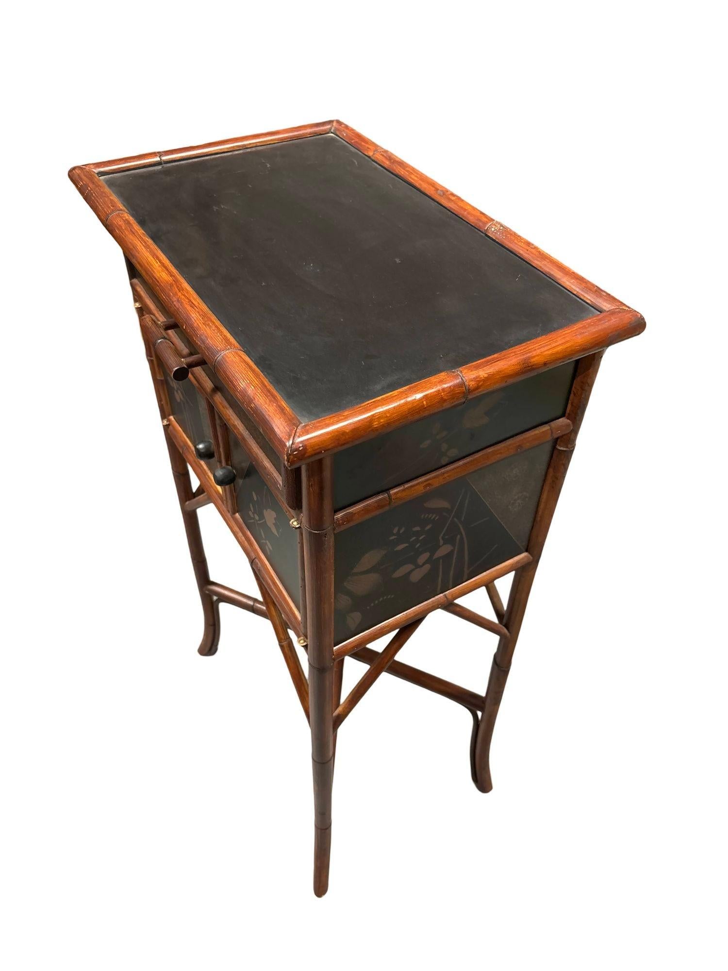 Mid Century Anglo-Japanese Style Bamboo Framed Side Cabinet 3