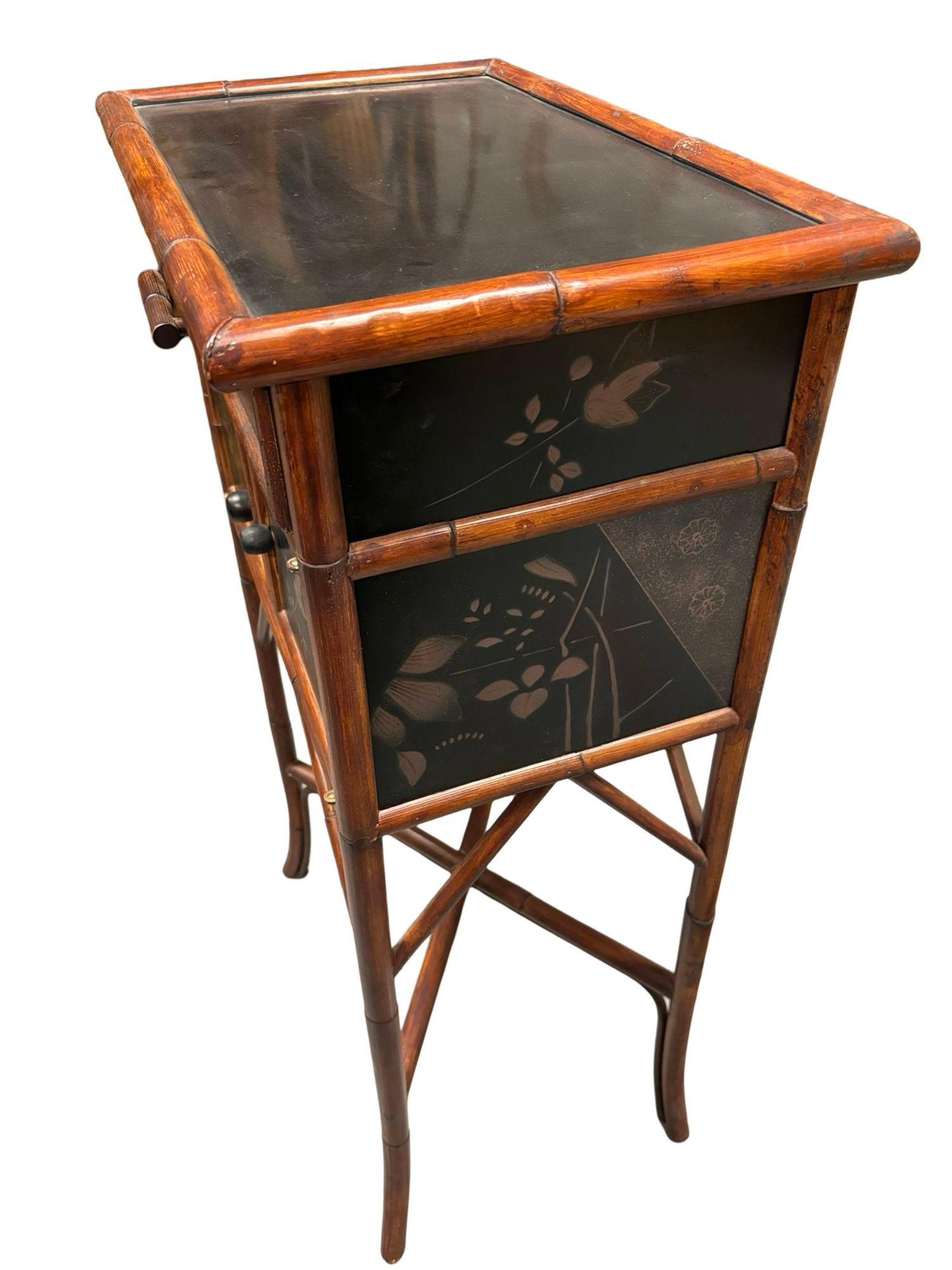 Mid Century Anglo-Japanese Style Bamboo Framed Side Cabinet 4