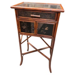 Mid Century Anglo-Japanese Style Bamboo Framed Side Cabinet