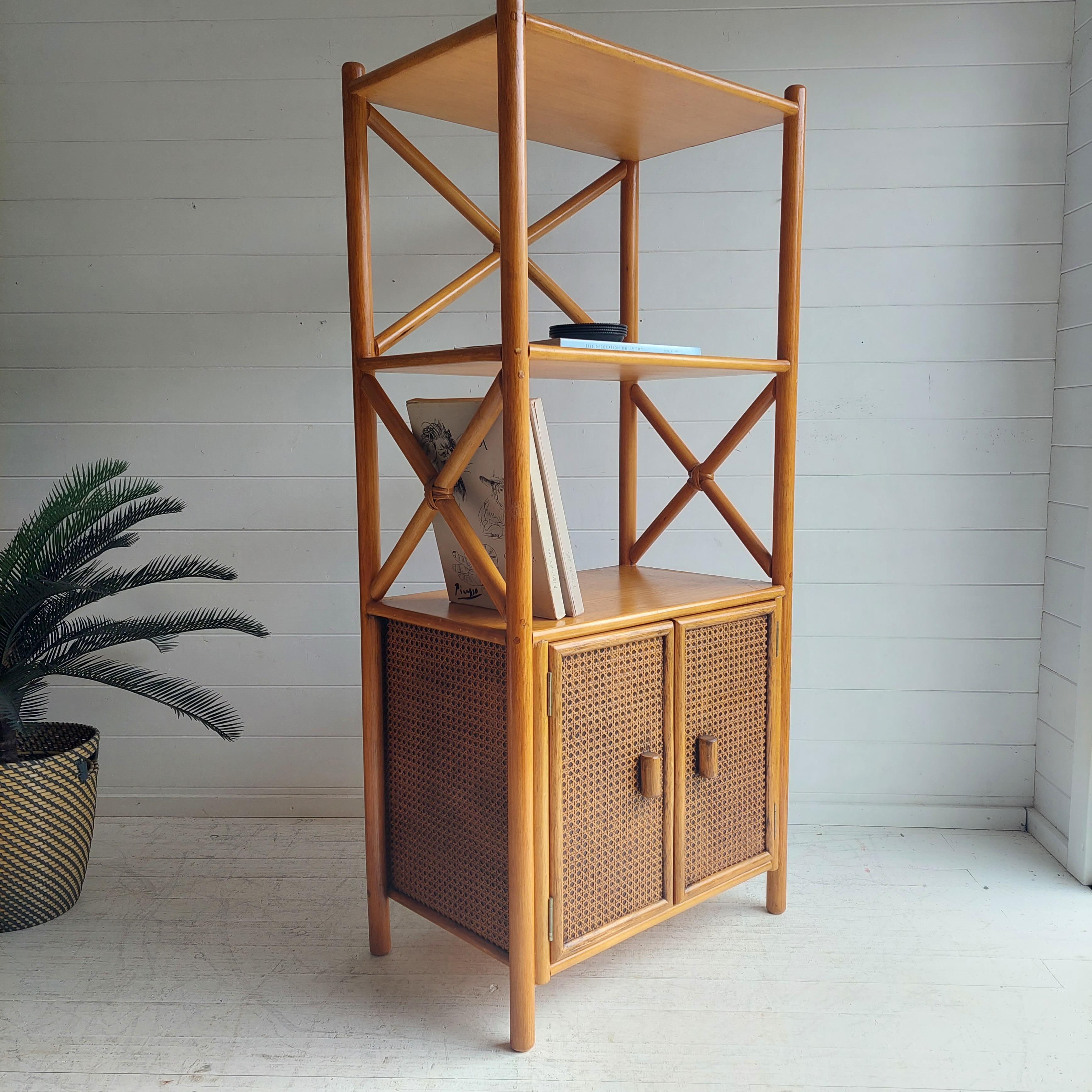 Late 20th Century Mid Century Angraves Bamboo, cane and rattan Shelving Unit  70s 80s