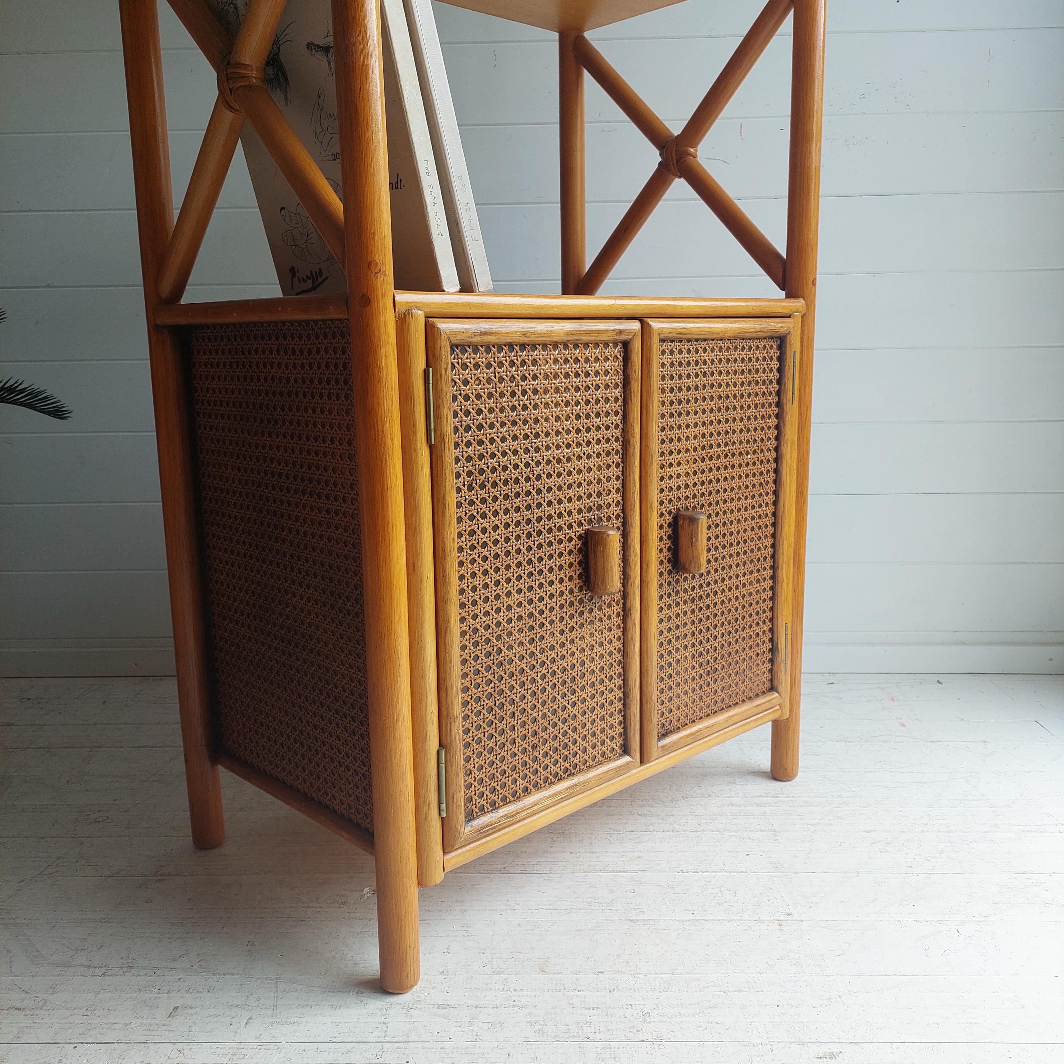 Mid Century Angraves Bamboo, cane and rattan Shelving Unit  70s 80s 1
