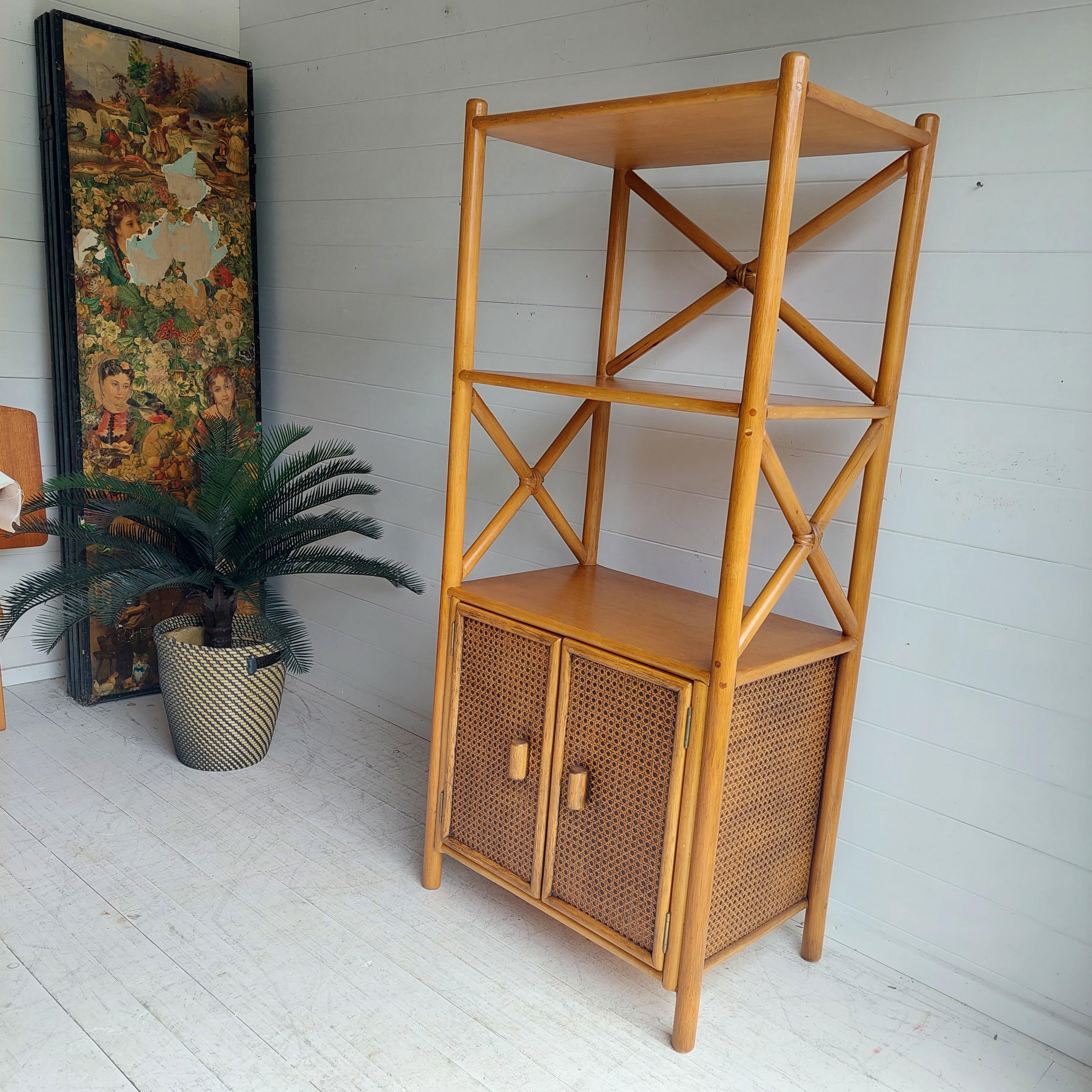 Mid Century Angraves Bamboo, cane and rattan Shelving Unit  70s 80s 3