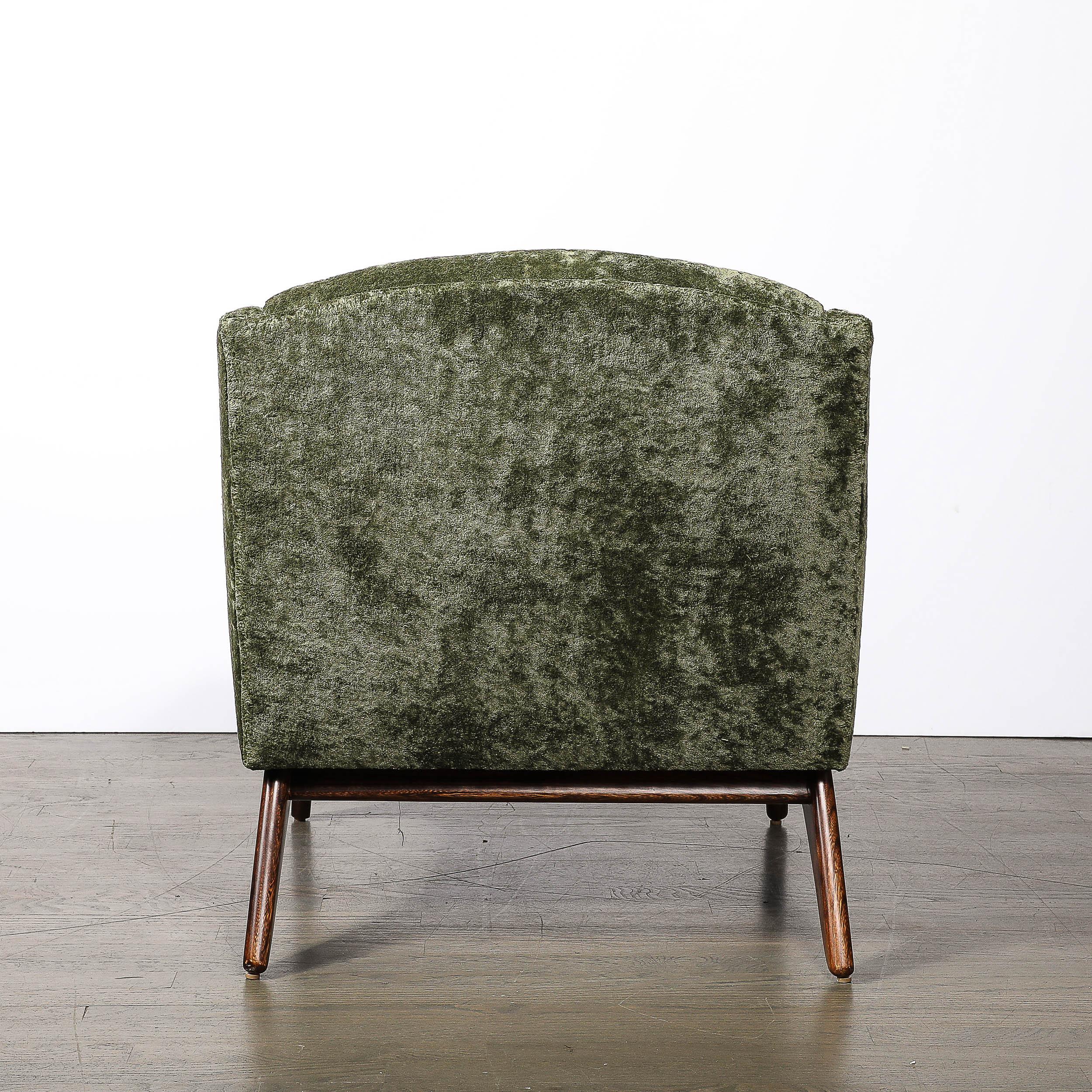 Mid-Century Angular Club Chair w/ Tapered Supports in Velvet Holly Hunt Fabric 1