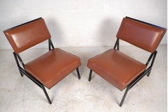 Mid-century Angular Metal Lounge Chairs by Steelcase