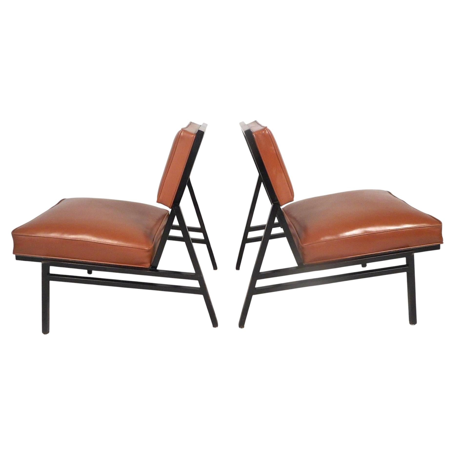 Mid-century Angular Metal Lounge Chairs by Steelcase For Sale