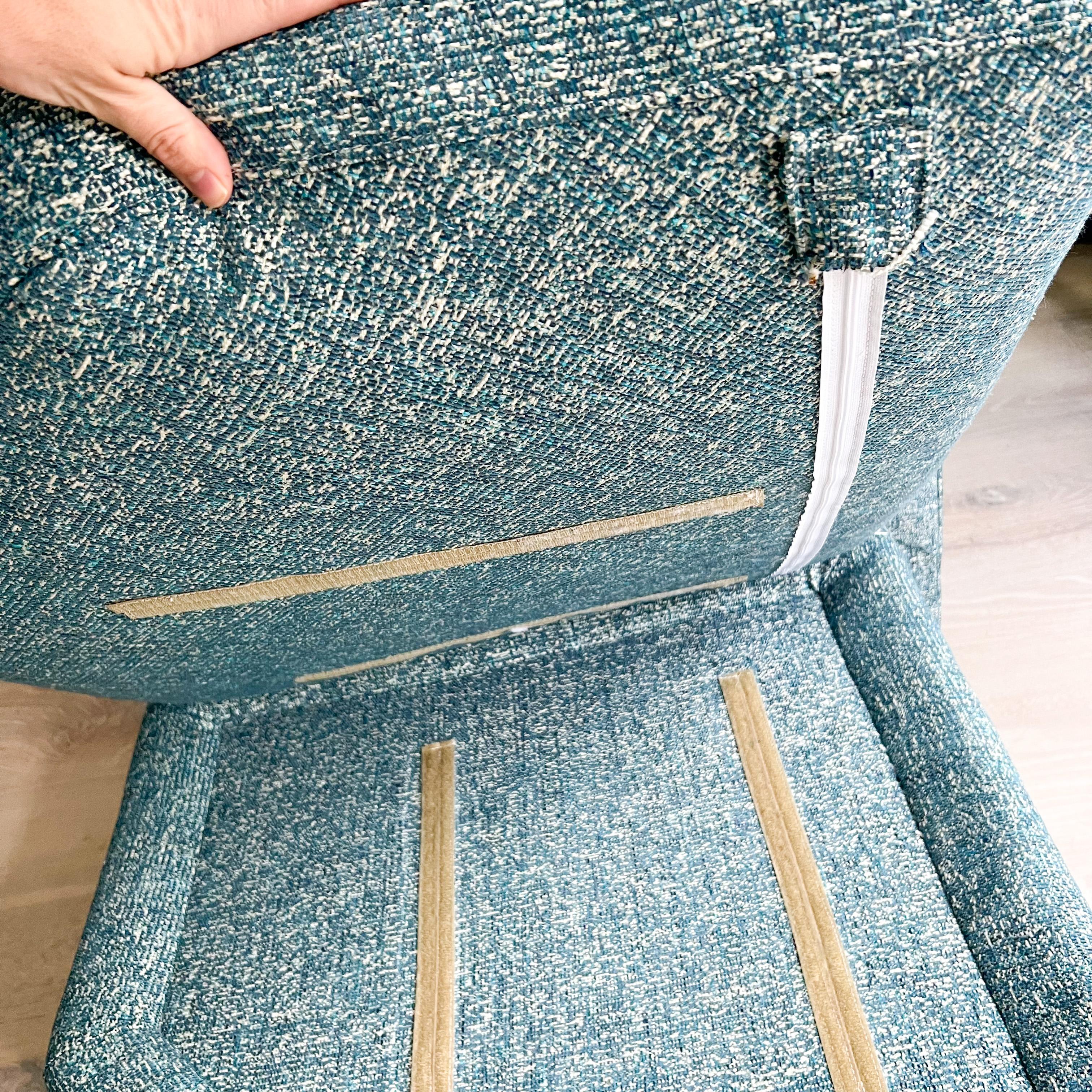 Mid Century Angular Sectional Sofa with Ottoman, New Teal Upholstery 4