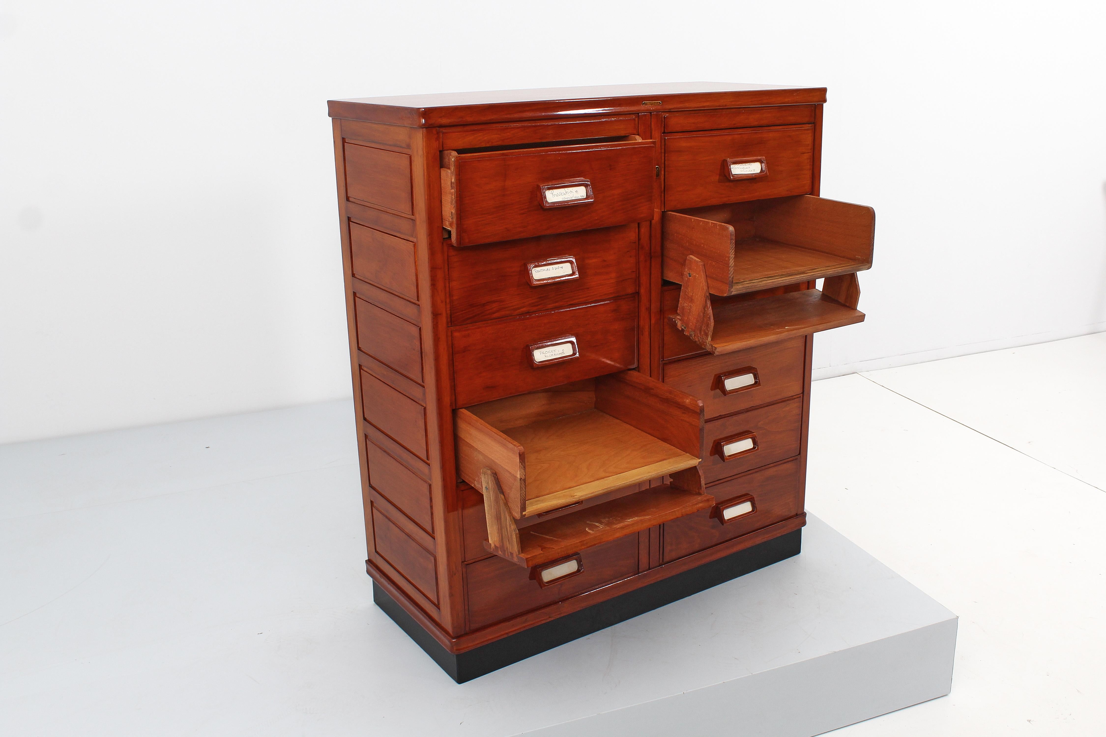 Mid-Century Anonima Castelli Chest of Drawers Archive Cabinet, Italy 40s In Good Condition In Palermo, IT