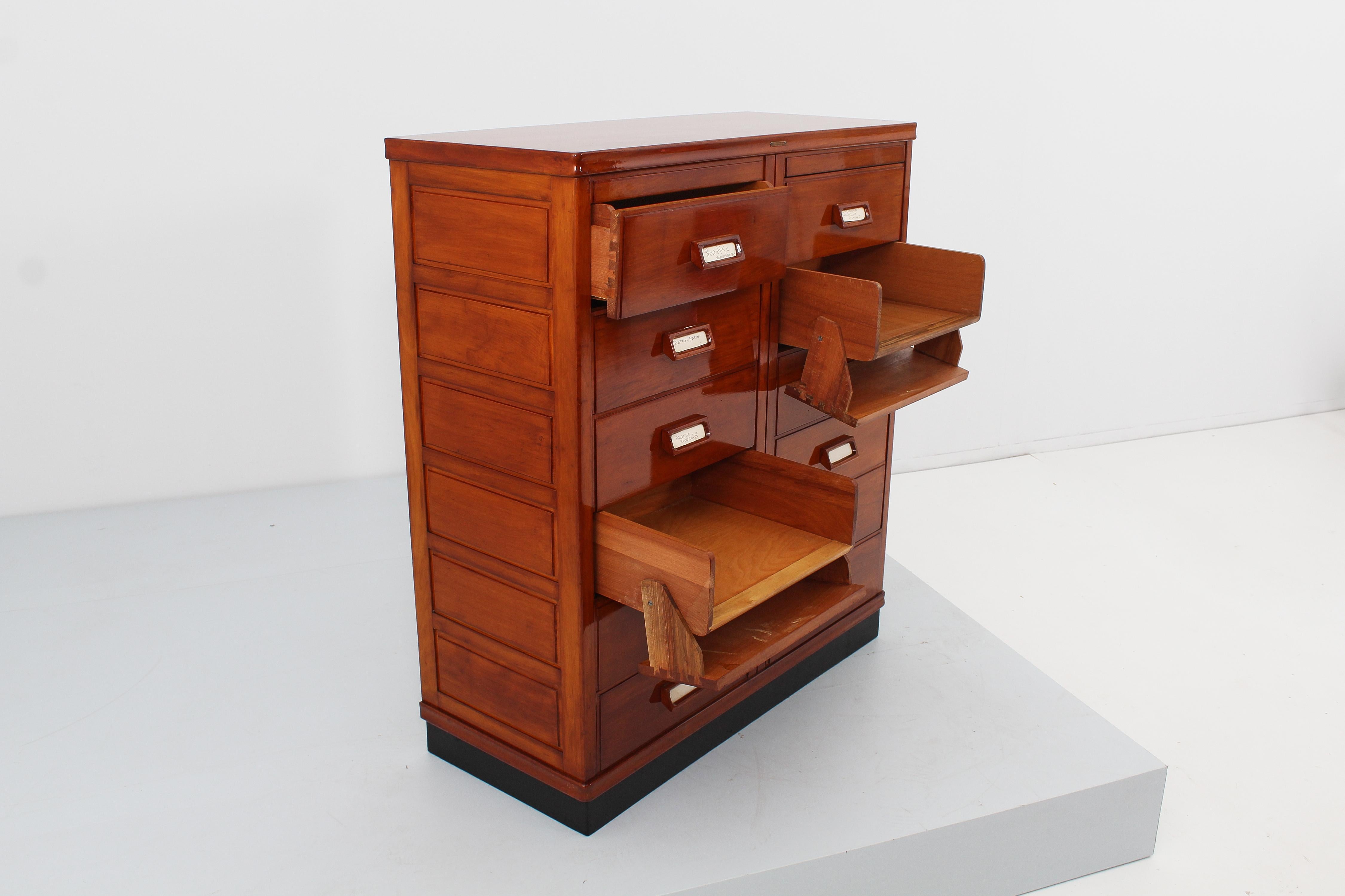 Mid-20th Century Mid-Century Anonima Castelli Chest of Drawers Archive Cabinet, Italy 40s